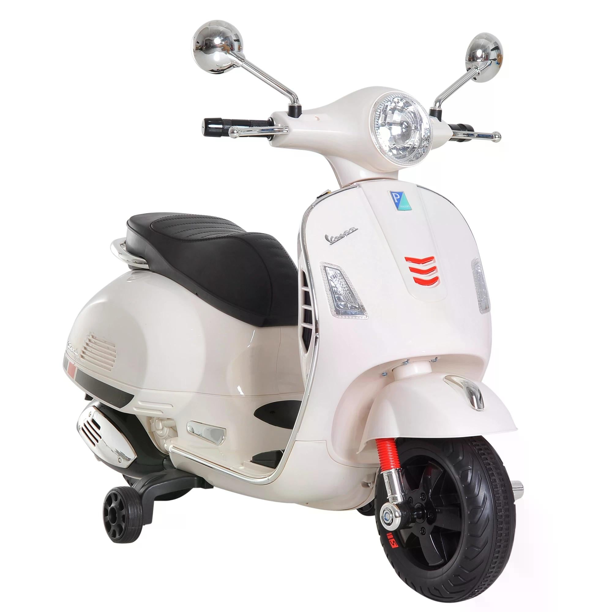 HOMCOM Kids Ride On Vespa Motorcycle W/LED Lights - White - North Peak Garden Furniture