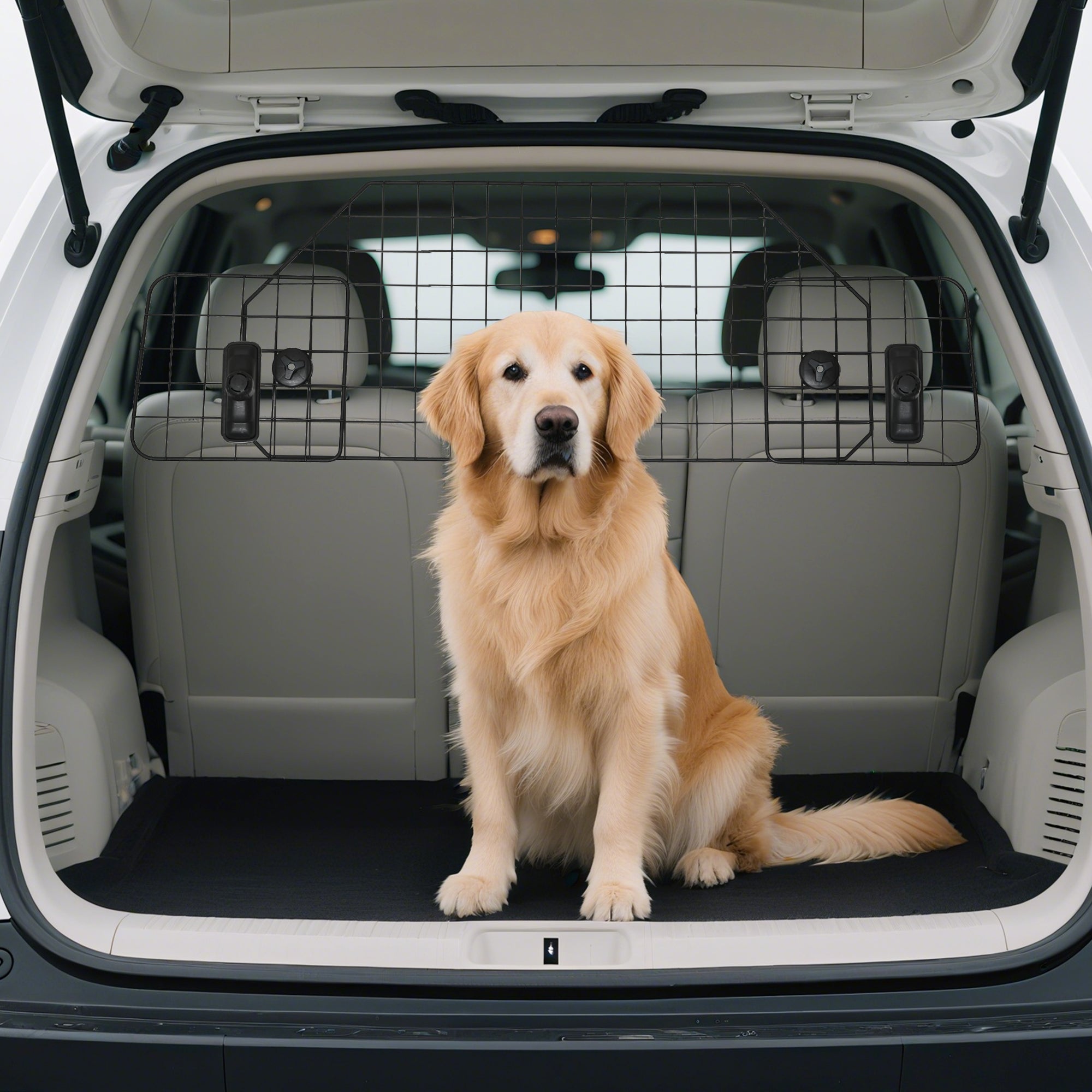 PawHut Dog Guard for Cars Adjustable Boot Barrier Metal Mesh Pet Headrest, 90-120W x 40.5H cm - North Peak Garden Furniture