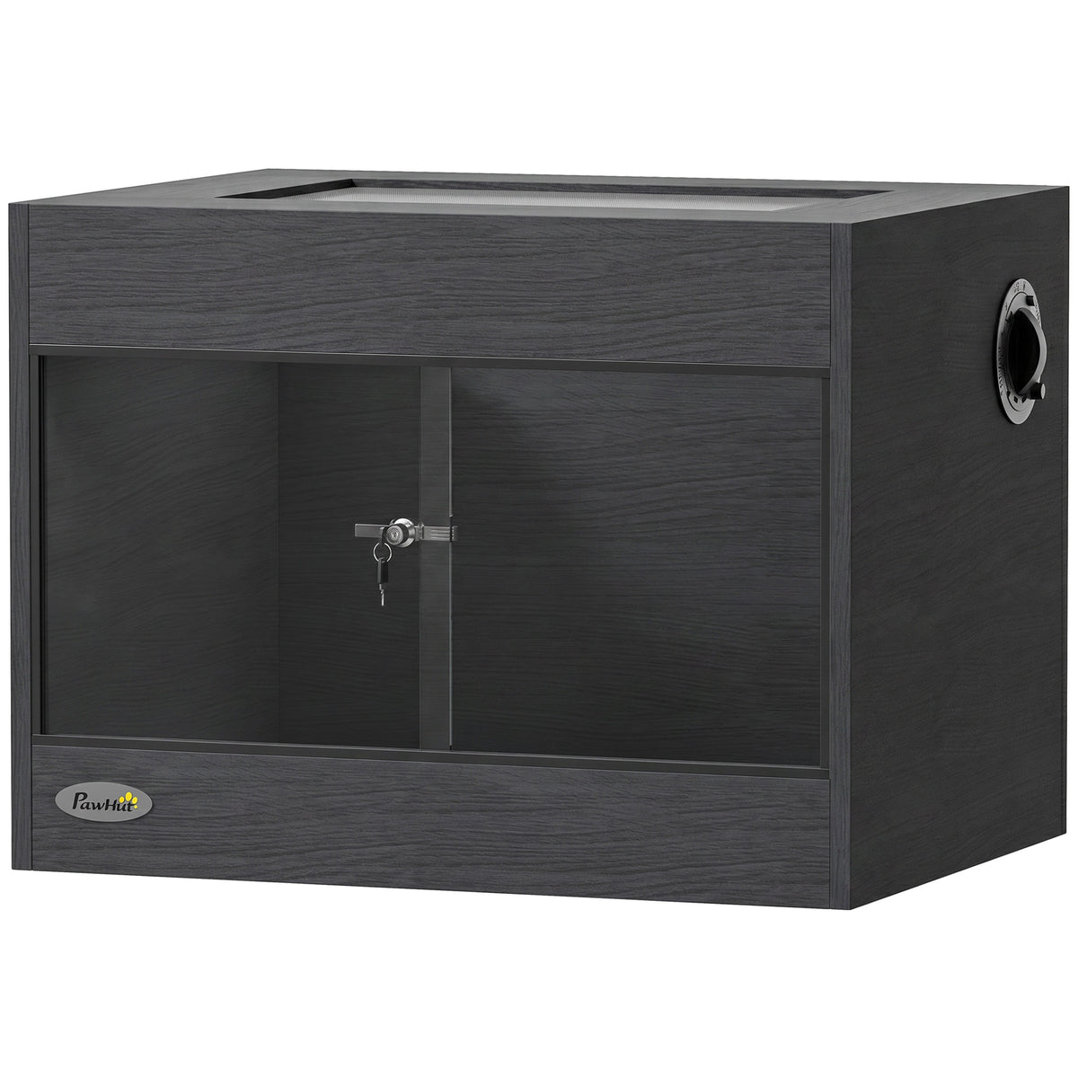 PawHut Reptile Terrarium, Reptile Vivarium with Glass Doors, Secure Lock, Top Ventilation for Snake, Gecko, 60x45x45cm, Black