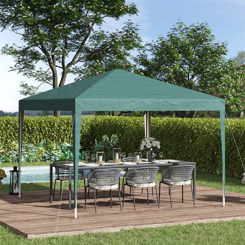Outsunny 3 x 3M Garden Pop Up Gazebo Height Adjustable Marquee Party Tent Wedding Canopy with Carrying Bag, Green - North Peak Garden Furniture