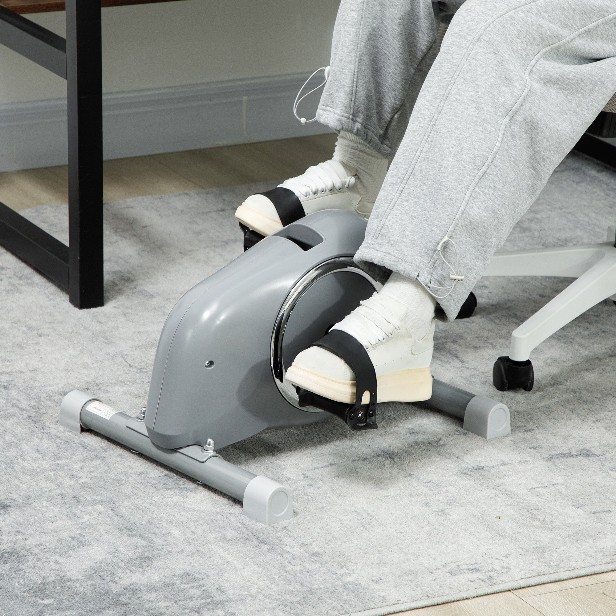 SPORTNOW Mini Exercise Bike, Sit Down Pedal Exerciser with 8-Level Quiet Magnetic Resistance and LCD Display, Portable Under Desk Bike for Arm and Leg Home Gym Office Workout, Grey - North Peak Garden Furniture