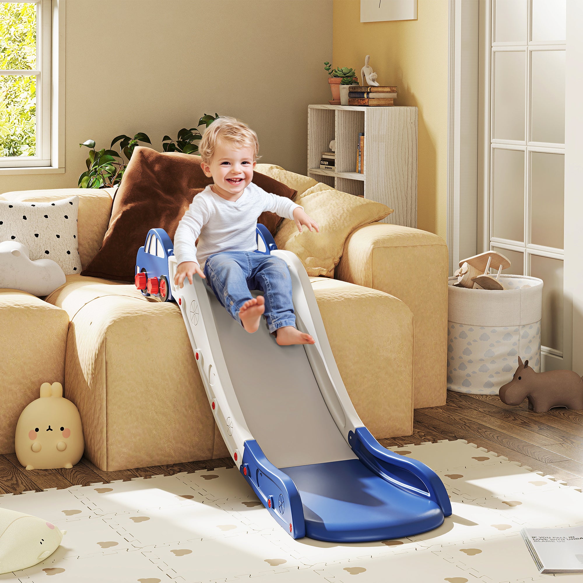 AIYAPLAY Kids Slide for Couch, Bed, Sofa, Easy to Assemble, Blue - North Peak Garden Furniture