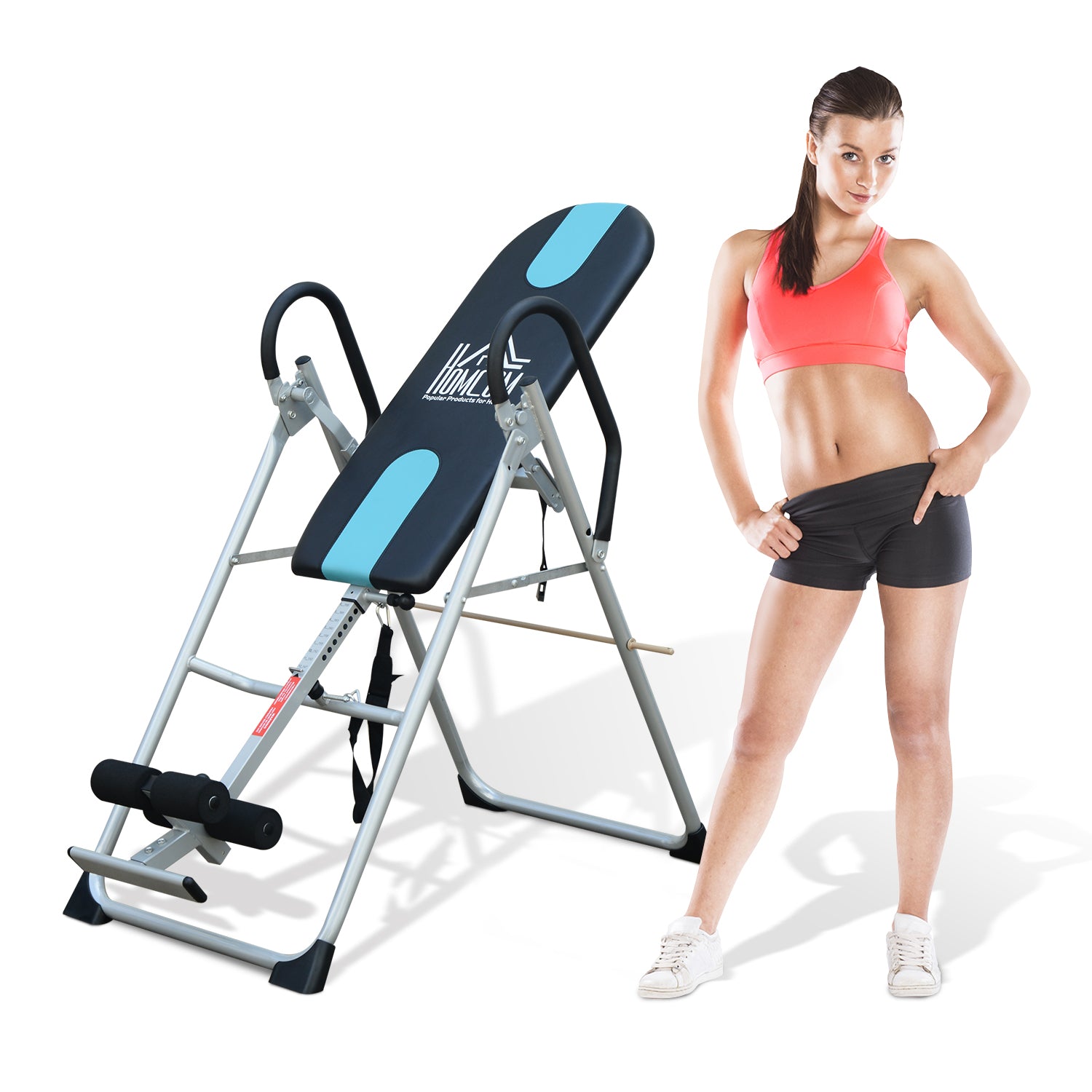 HOMCOM Foldable Gravity Inversion Table Back Therapy Home Fitness Bench Black - North Peak Garden Furniture