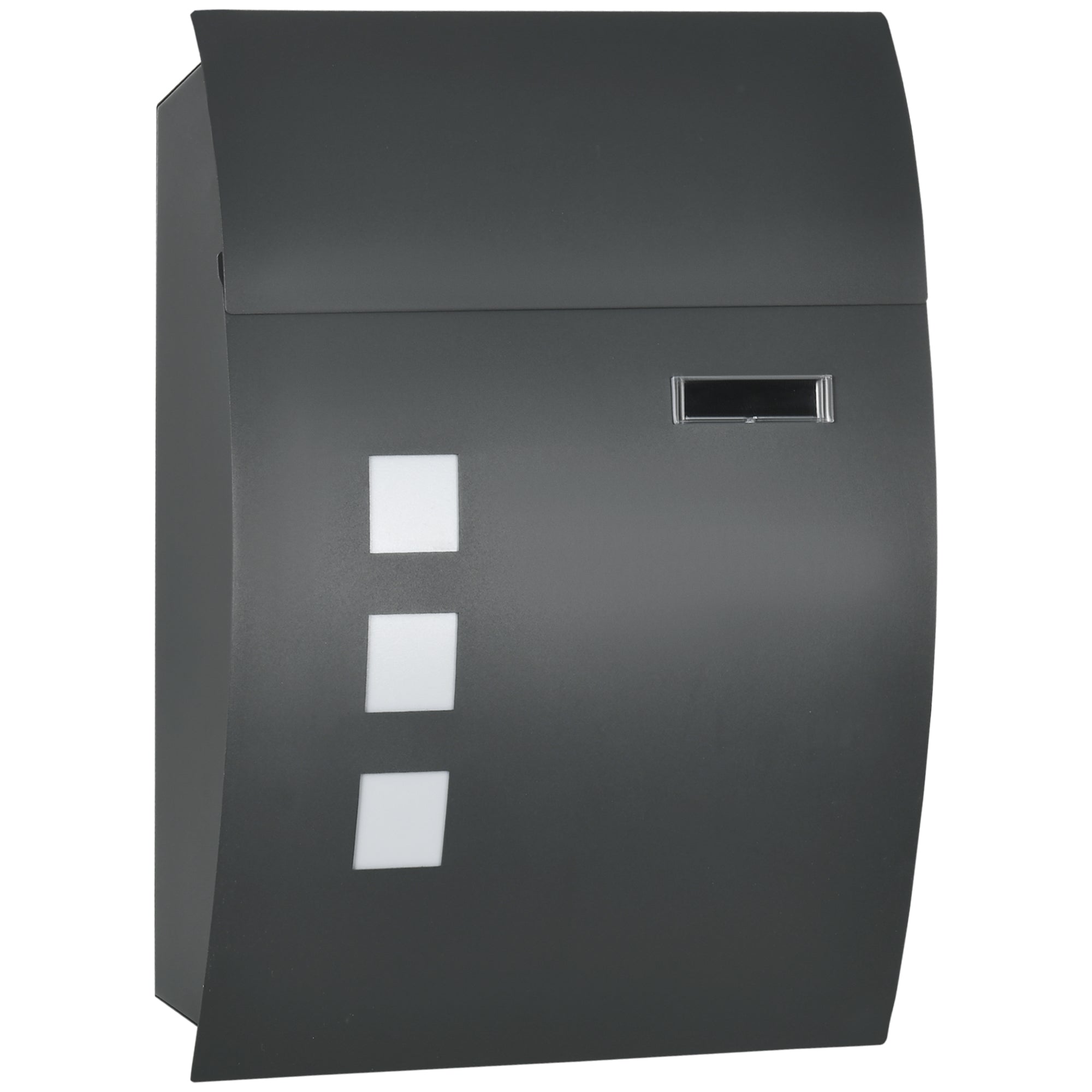 HOMCOM Wall Mounted Letter Box, Weatherproof Post Box for Outside Wall, Modern Mailbox with 2 Keys and Nameplate, Anthracite Grey - North Peak Garden Furniture