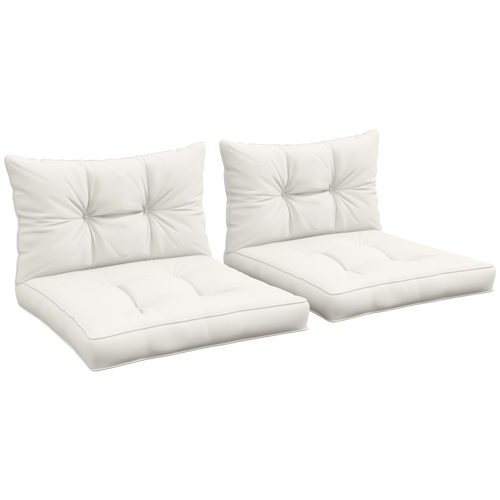 Outsunny 2-Piece Seat Cushions Back Pillows Replacement, Patio Chair Cushions Set for Indoor Outdoor, White - North Peak Garden Furniture