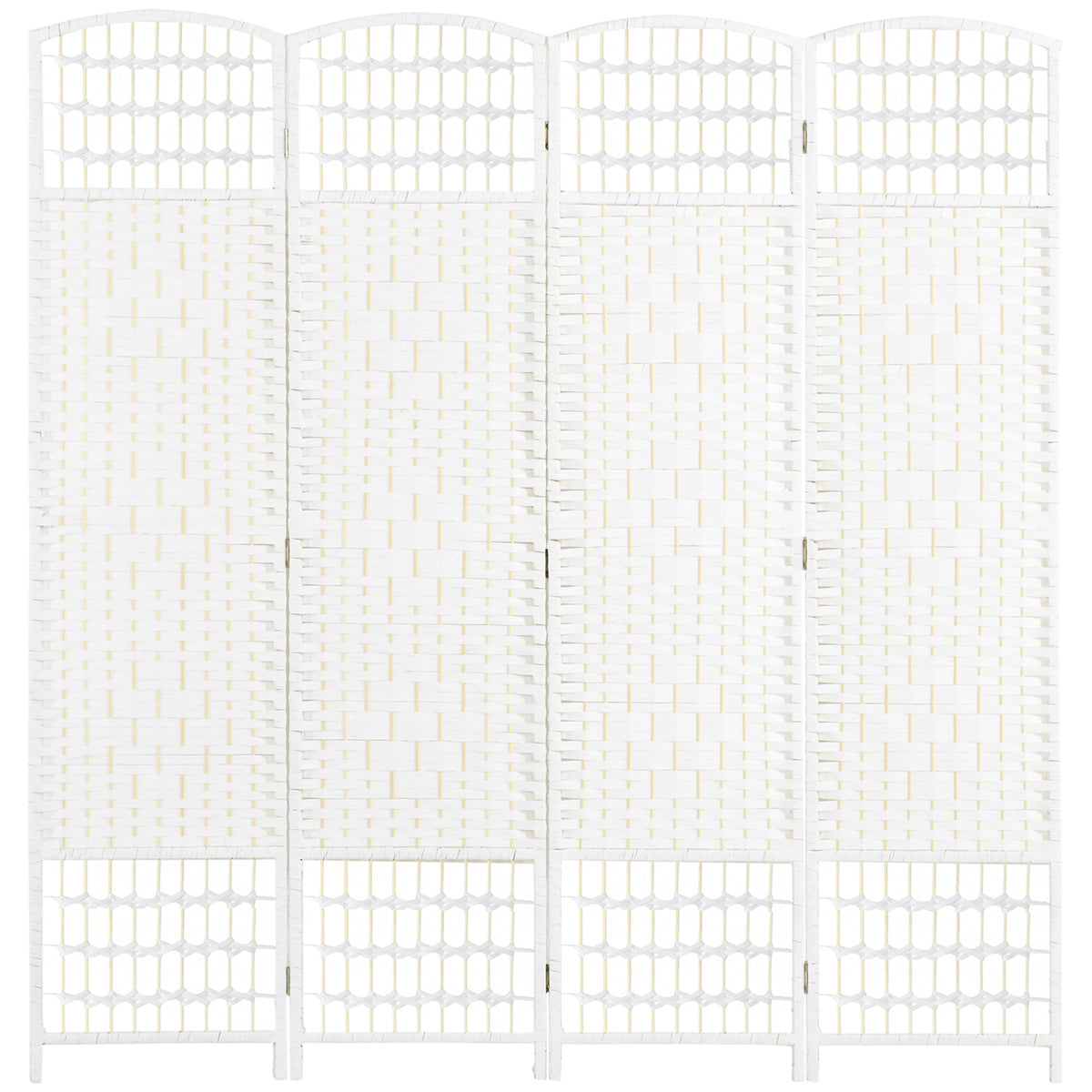 HOMCOM 4 Panel Folding Room Divider, Privacy Screen, Freestanding Paravent Partition Separator for Living Room, Bedroom and Office, 160 x 170cm, White