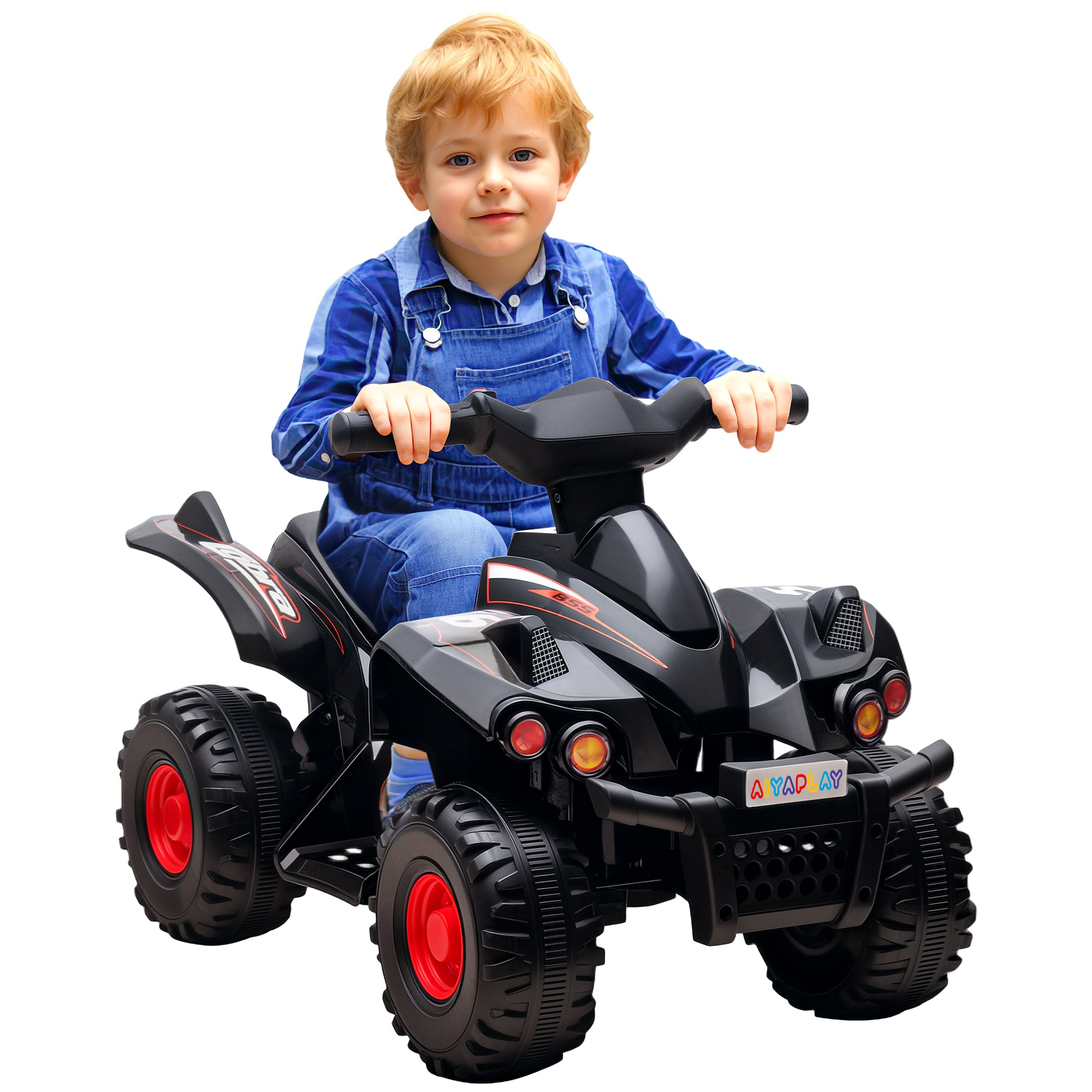 AIYAPLAY 6V Kids Electric Quad Bike w/ Music, Forward Function, for 2-6 Years, Black - North Peak Garden Furniture