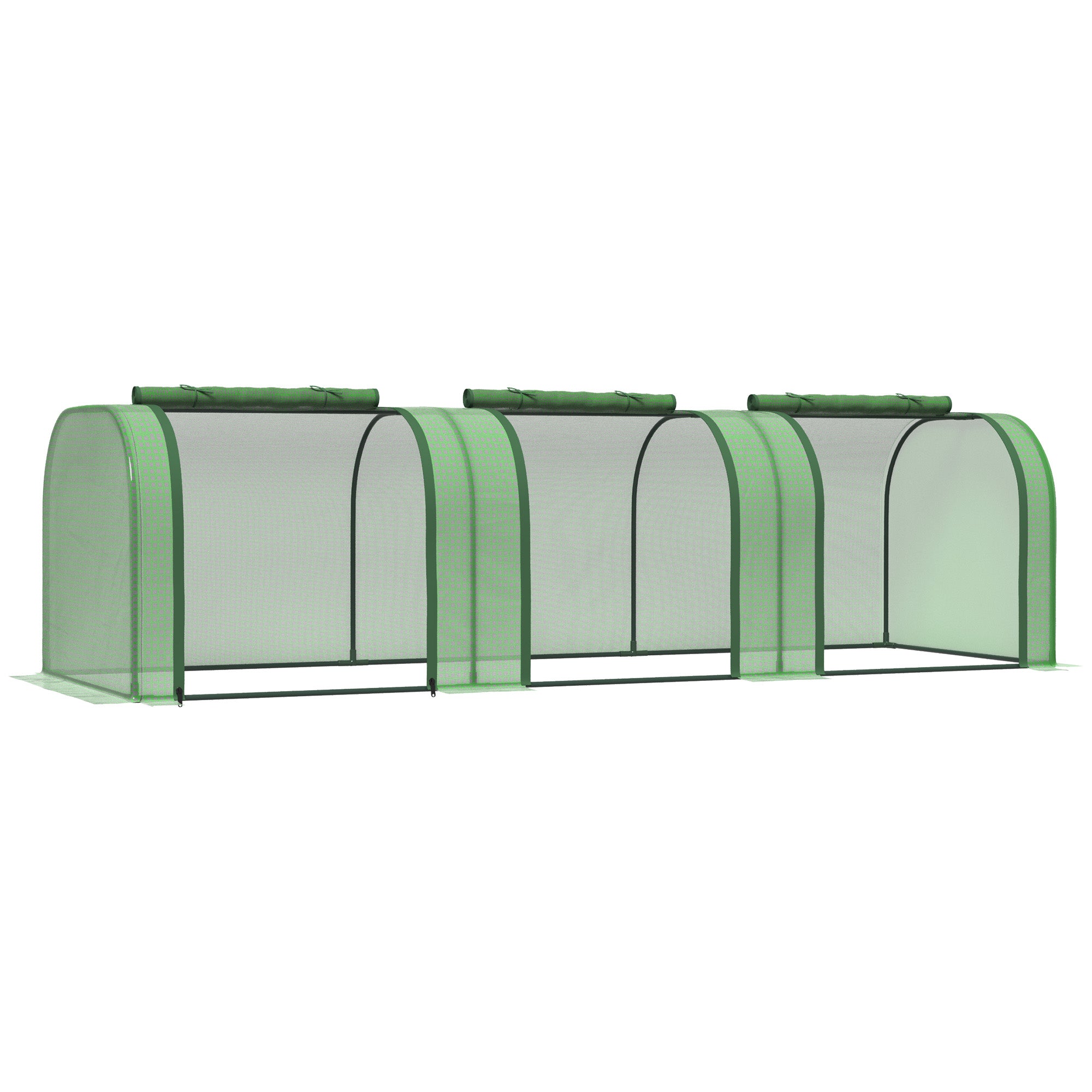 Outsunny Mini Greenhouse, Small Polytunnel Green House with Zipped Doors, Steel Frame for Garden Backyard, 295 x 100 x 80cm, Green - North Peak Garden Furniture