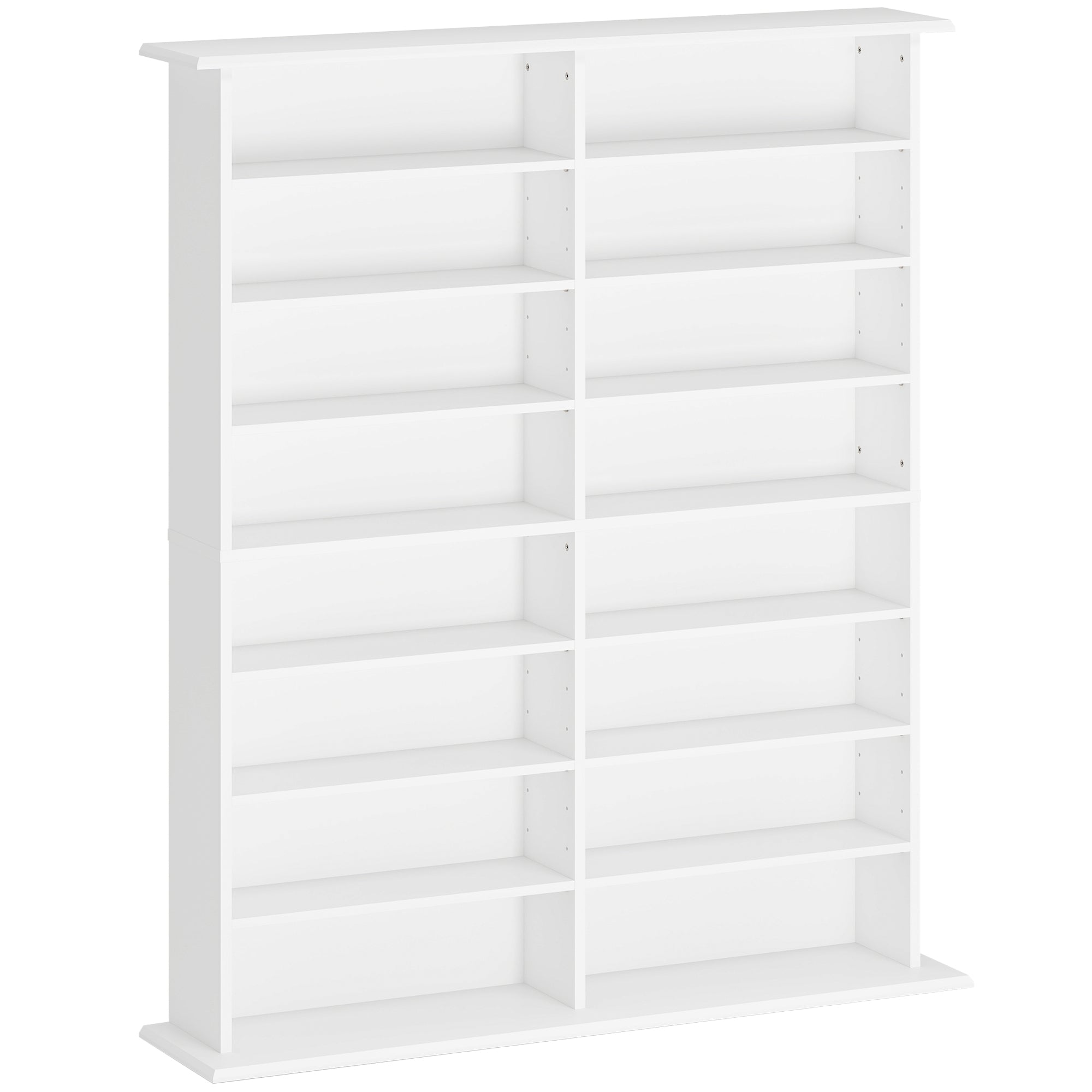 HOMCOM 16-Compartment Media Shelf- White - North Peak Garden Furniture