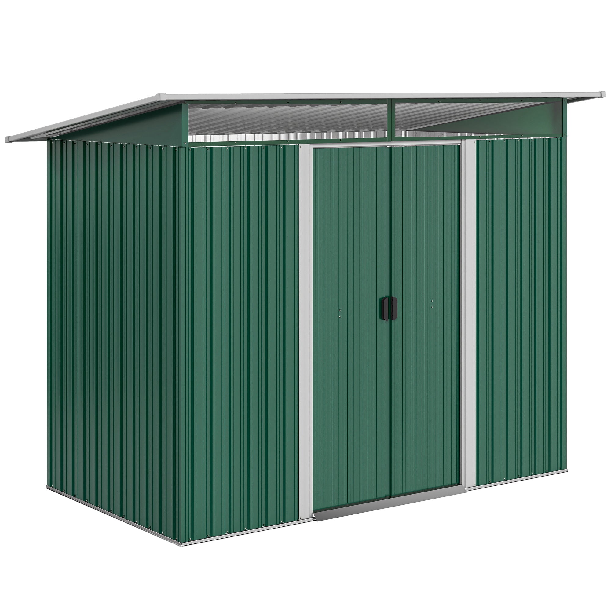 Outsunny Metal Garden Storage Shed, Tool Storage House with Double Sliding Doors and Lightsky Panels, 8.5 x 4ft