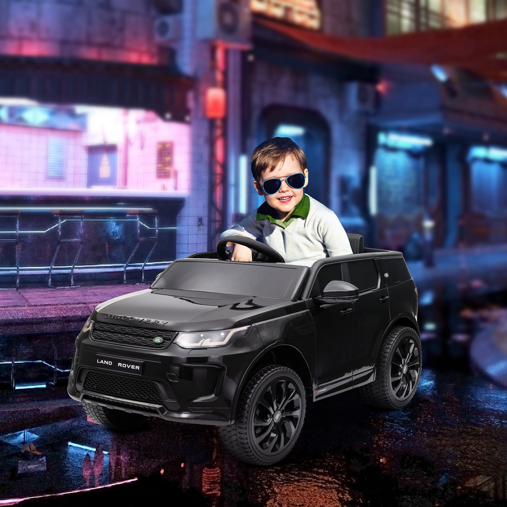AIYAPLAY Land Rover Discovery Sport Licensed 12V Kids Ride on Car w/ Remote Control, Lights Music Horn, for 3-6 Years Black - North Peak Garden Furniture