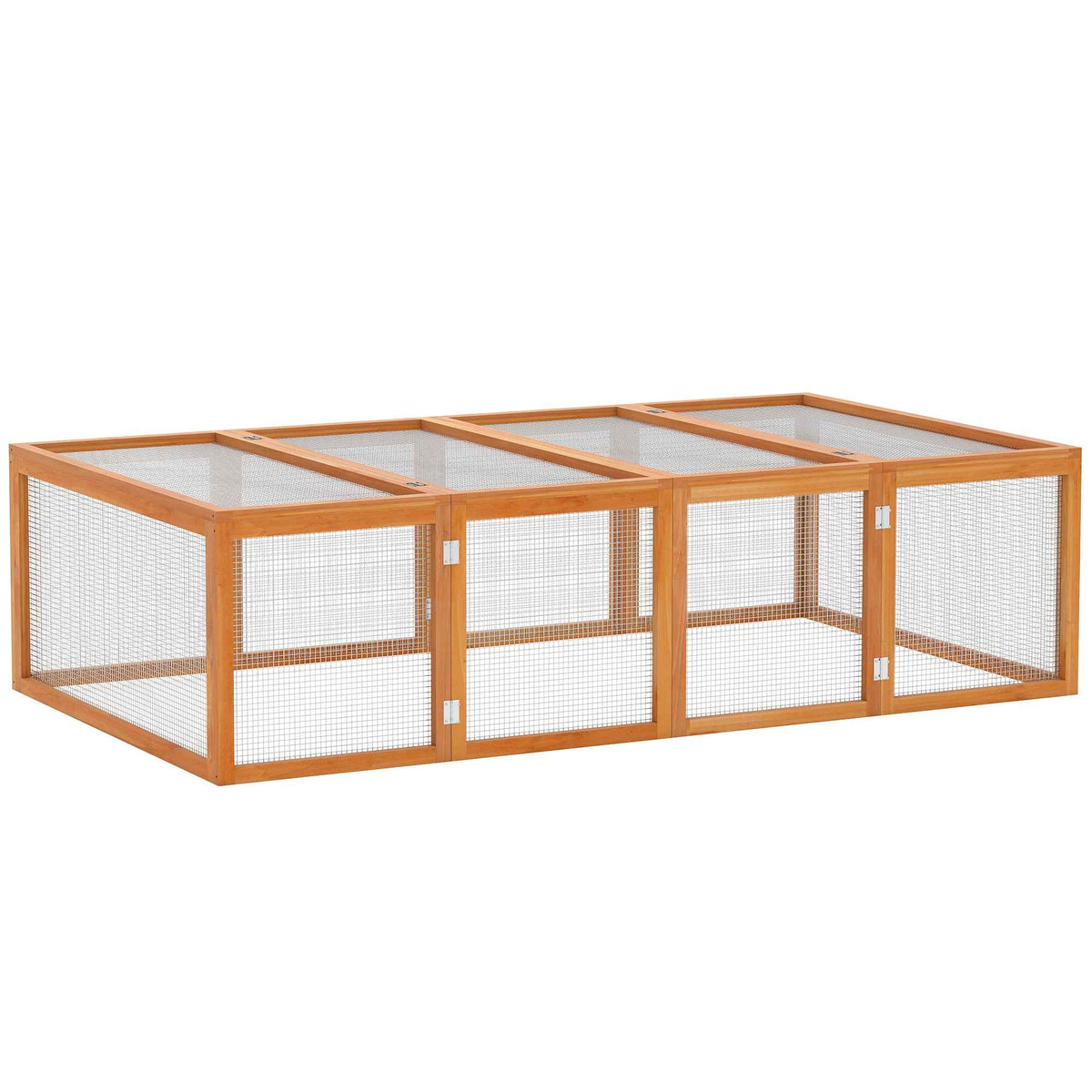 Pawhut Rabbit Run Wooden Rabbit Hutch Cage 6ft with Wire Mesh, Openable Roof, Play Space for Outdoor, 181 x 100 x 48 cm