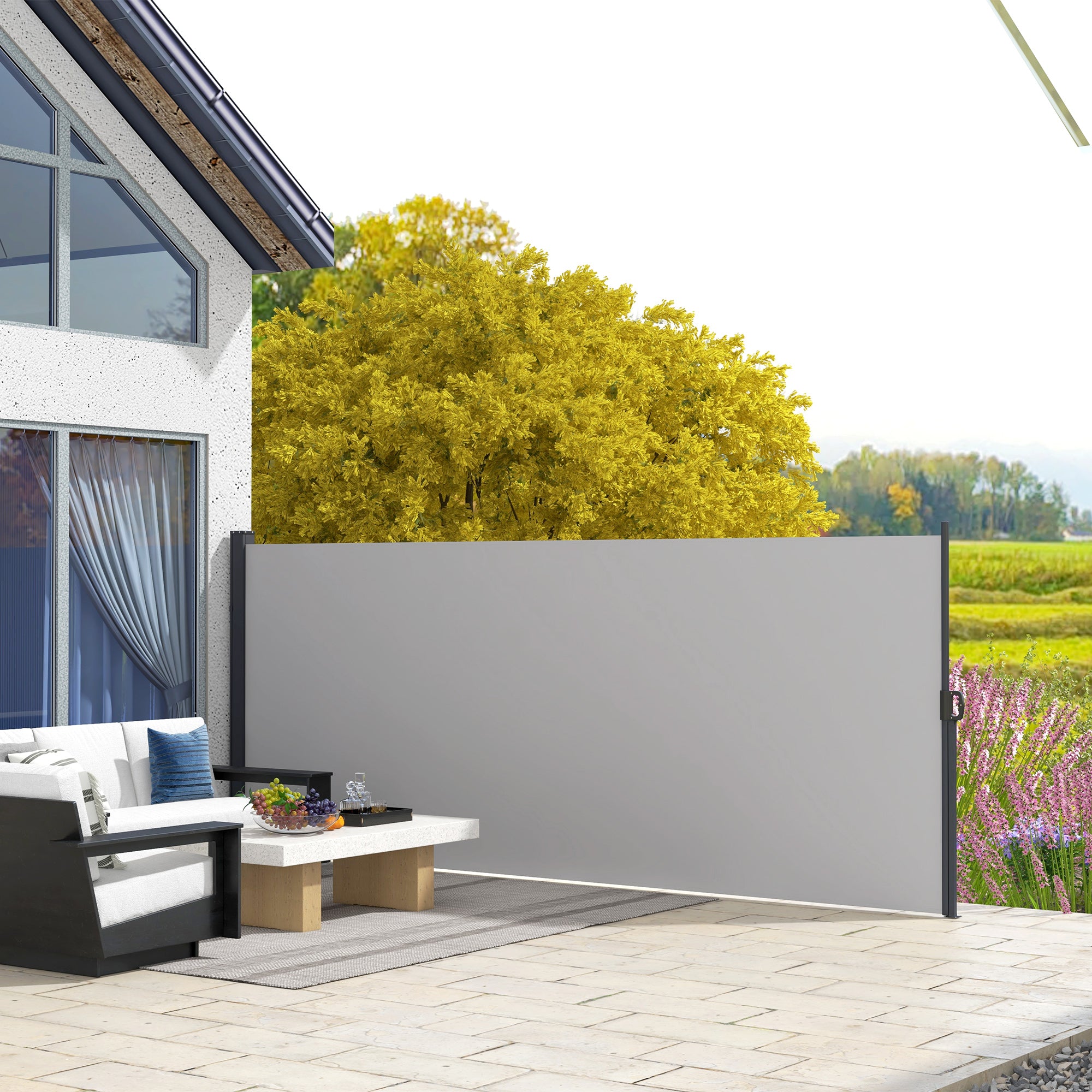 Outsunny 400 x x 160cm Retractable Side Awning - Light Grey - North Peak Garden Furniture