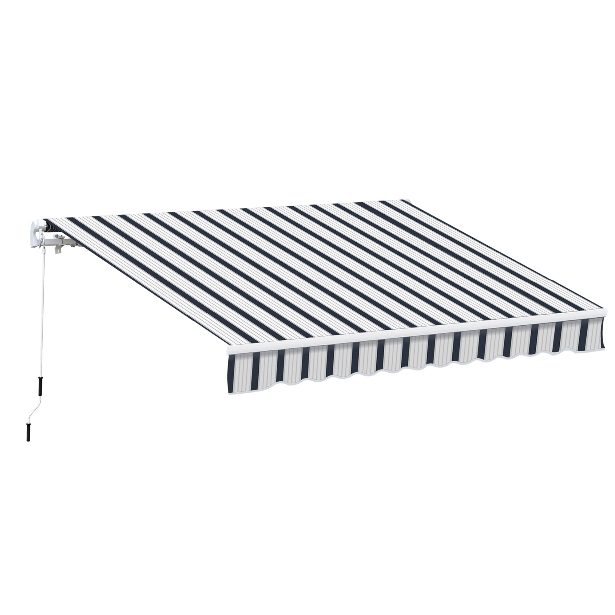 Outsunny Manual Retractable Awning, 4x3 m-Blue/White - North Peak Garden Furniture