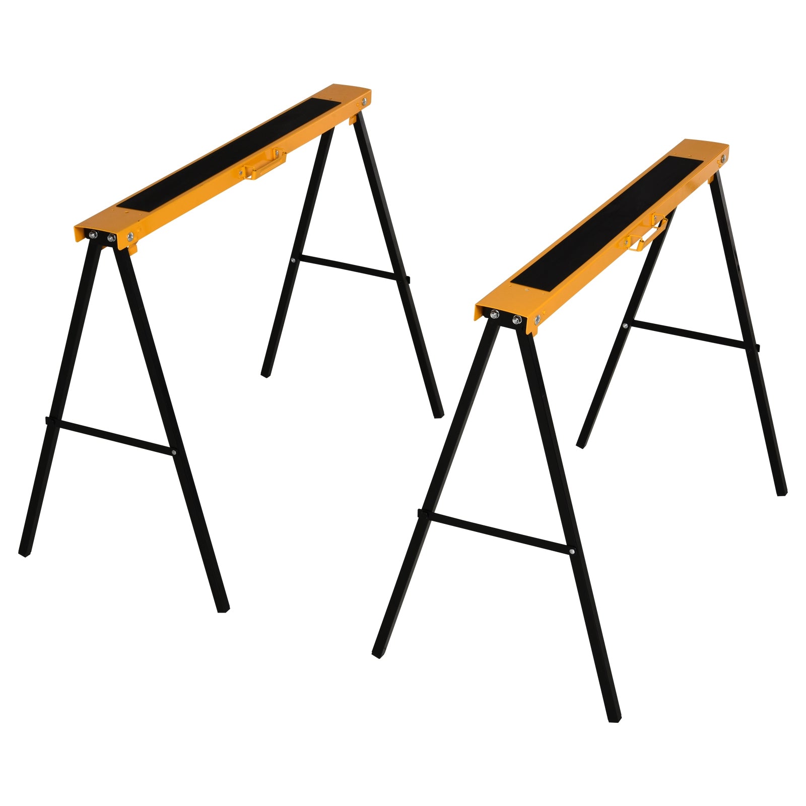 HOMCOM 2PCS Saw Horse Twin Pack Folding Workbench Metal Trestle Stands with Non-slip EVA Surface for Sawing Work Max Load 125kg - North Peak Garden Furniture