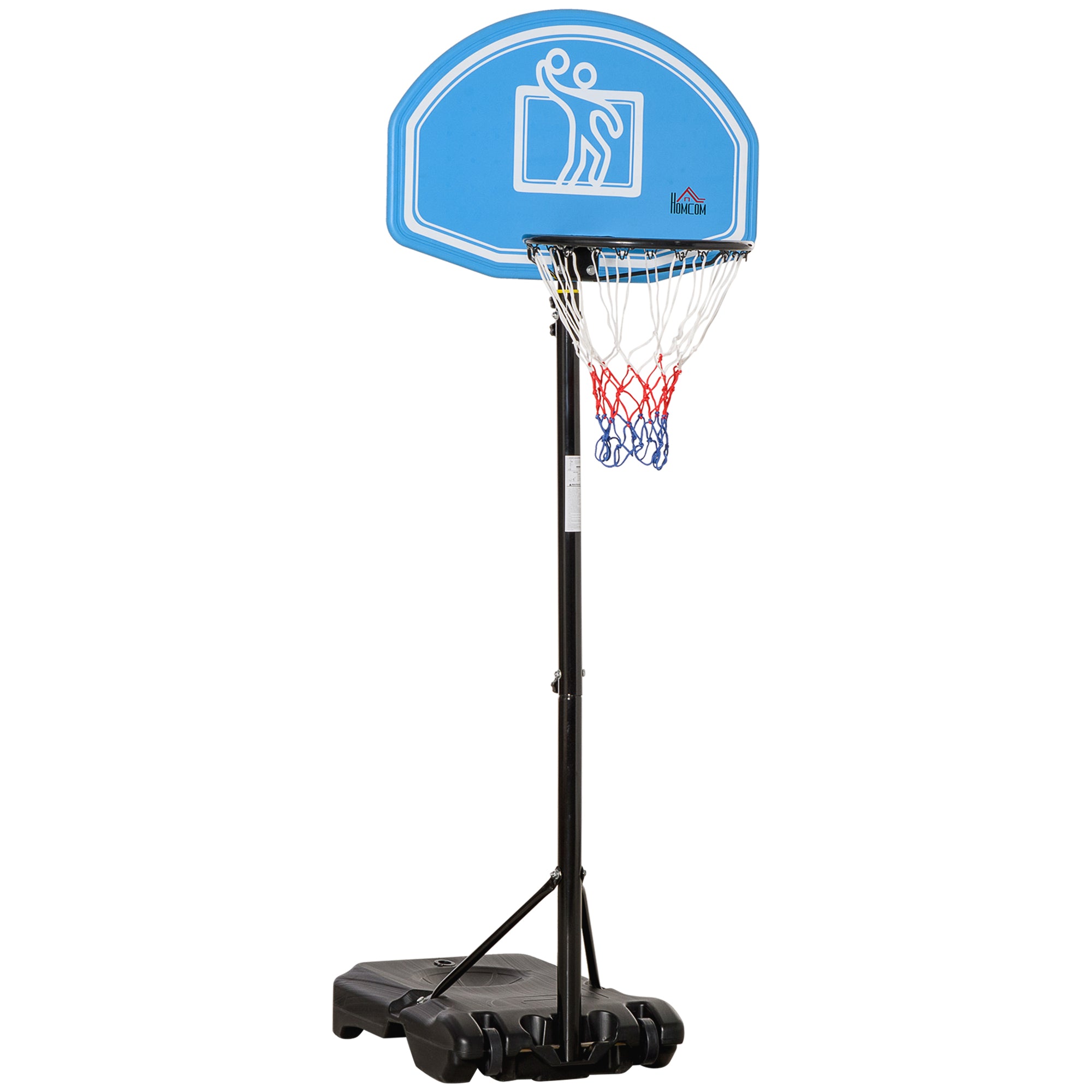 HOMCOM Adjustable Basketball Hoop and Stand, with Wheels and Weight Base Blue - North Peak Garden Furniture