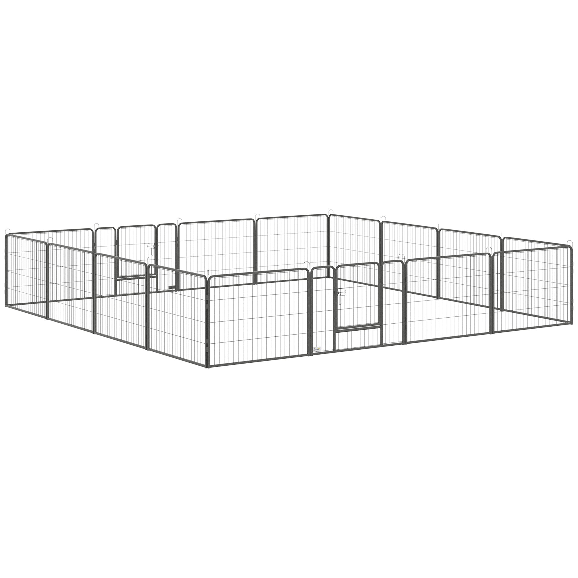 PawHut 16 Panels Heavy Duty Puppy Playpen, for Small Dogs, Indoor and Outdoor Use - Grey - North Peak Garden Furniture