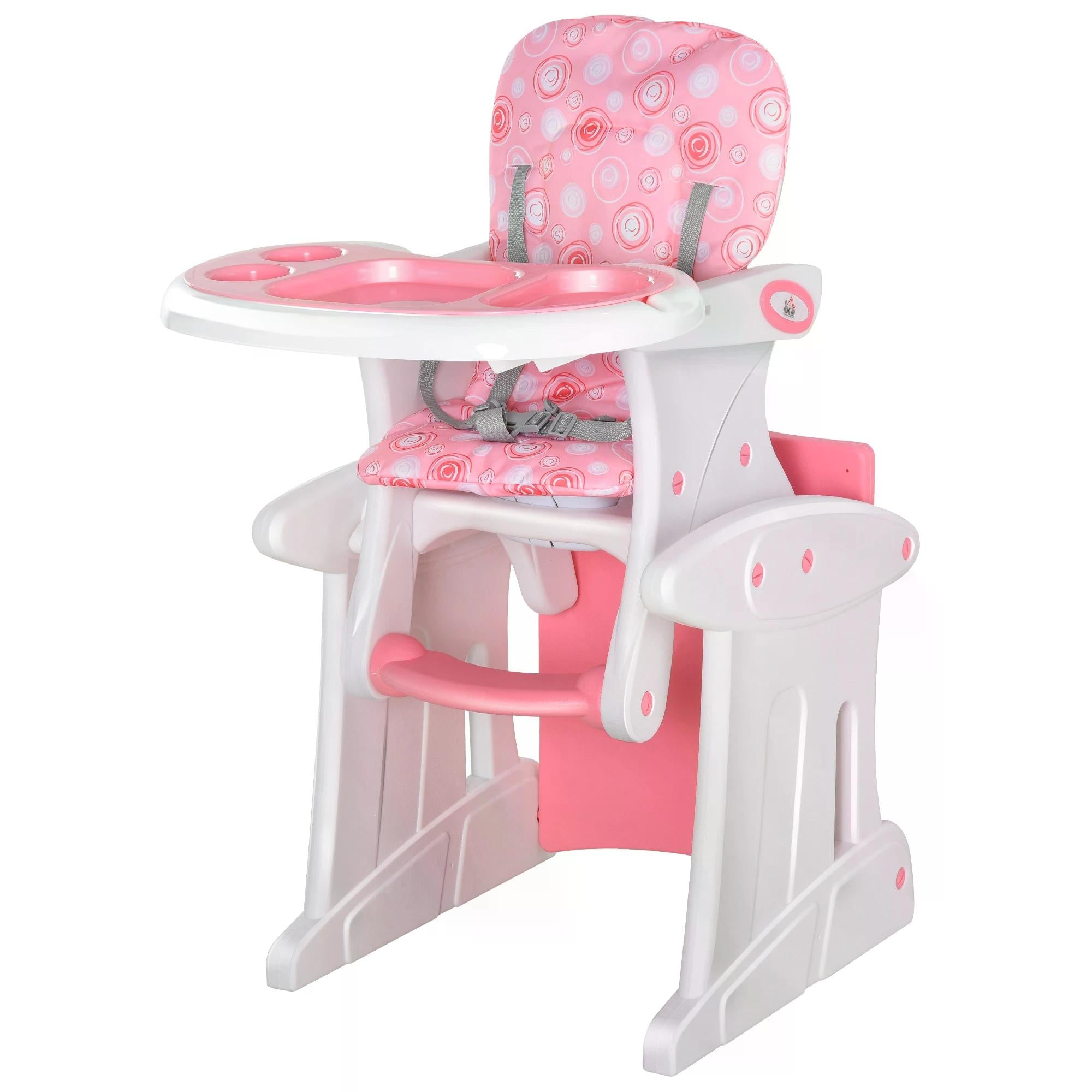 HOMCOM HDPE 3-in-1 Baby Booster High Chair Pink - North Peak Garden Furniture