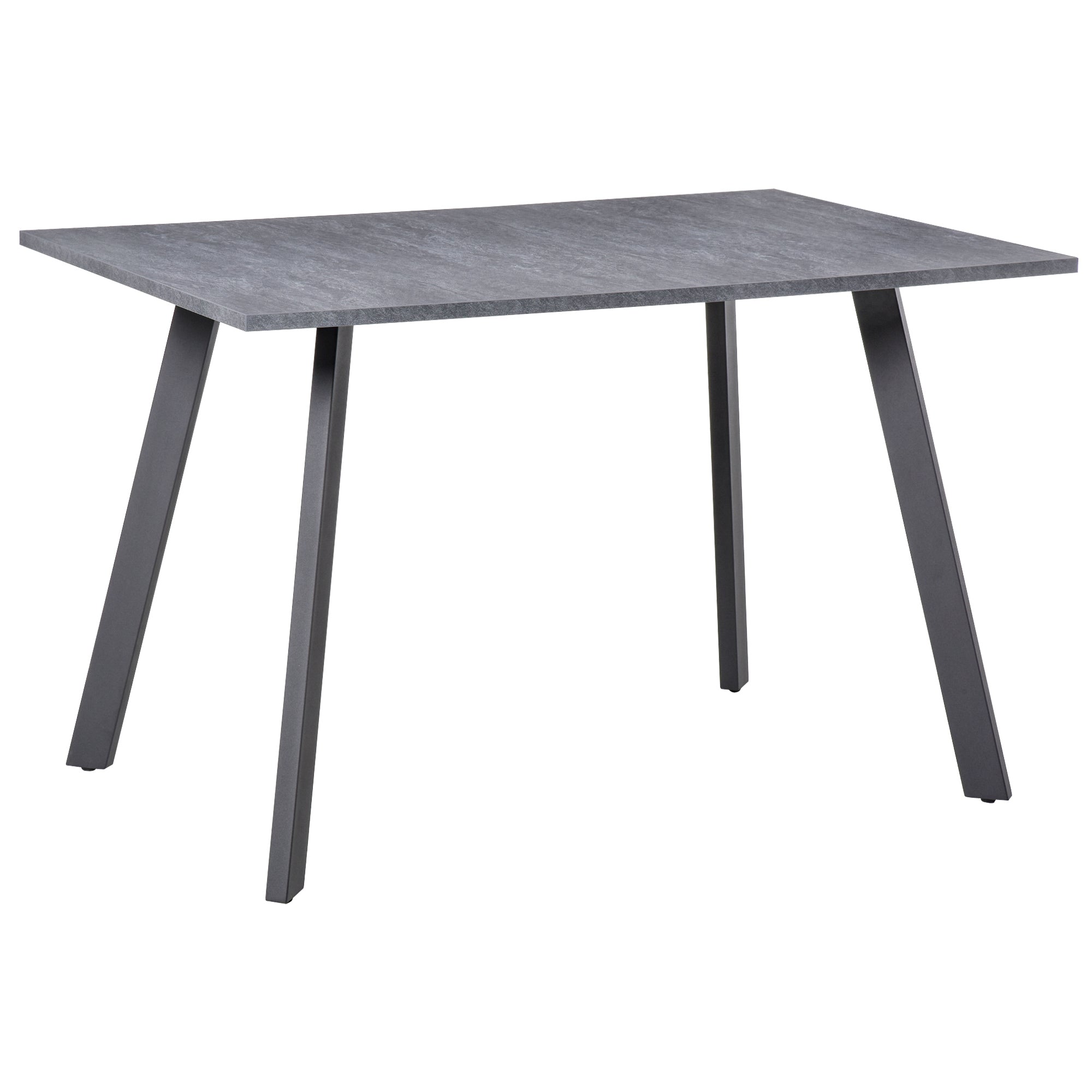HOMCOM Dining Table, Contemporary Rectangle Kitchen Table with Metal Legs and Spacious Tabletop for Dining Room, Living Room, Dark Grey - North Peak Garden Furniture