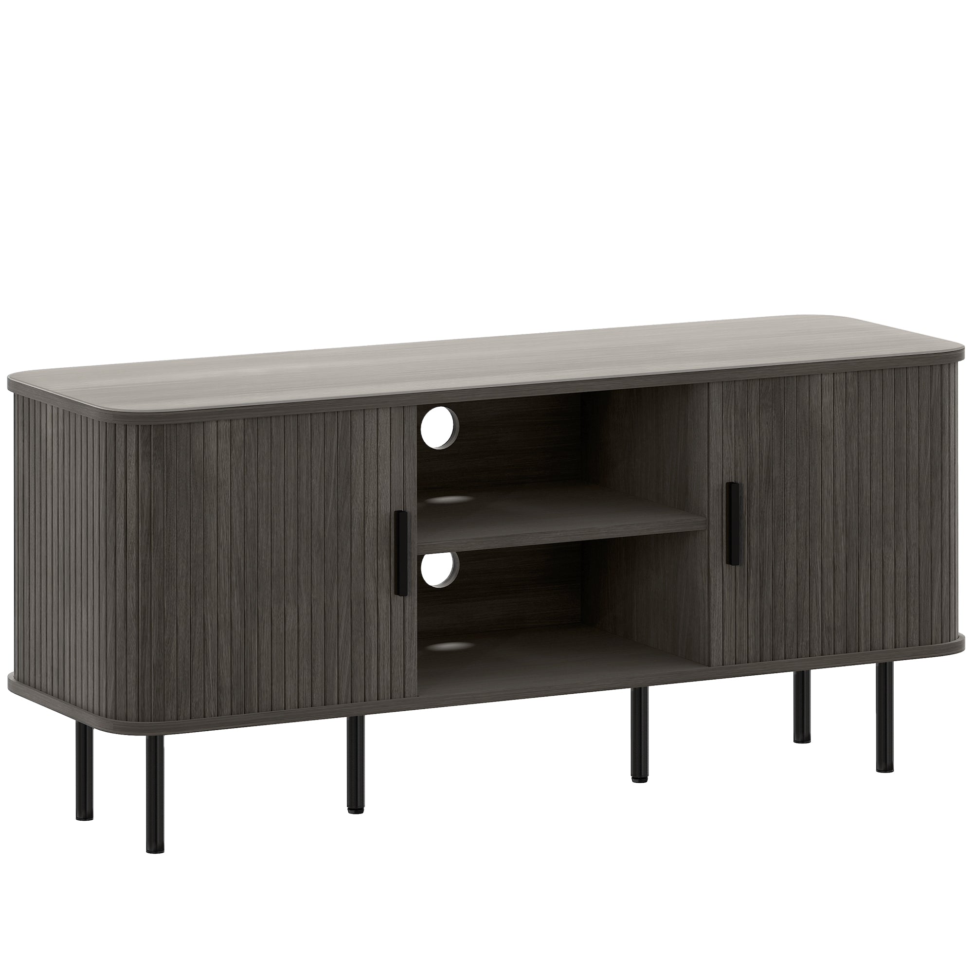 HOMCOM TV Stand Cabinet for TVs up to 55 Inches, TV Unit with Storage Shelves and Cupboard for Living Room, Grey