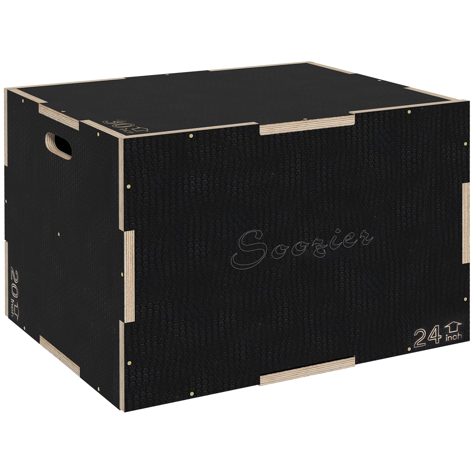SPORTNOW Multi-Faceted Jump Box, Wooden Step Up Box, for Home, Gym, Exercise, 41/51/61cm - Black - North Peak Garden Furniture