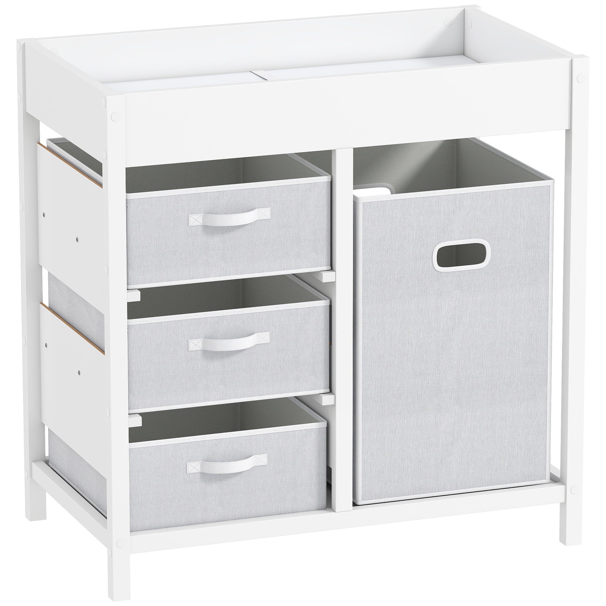 AIYAPLAY Baby Changing Unit with 4 Storage Drawers, Mat for Bedroom Nursery, 84 x 84.5 cm, White