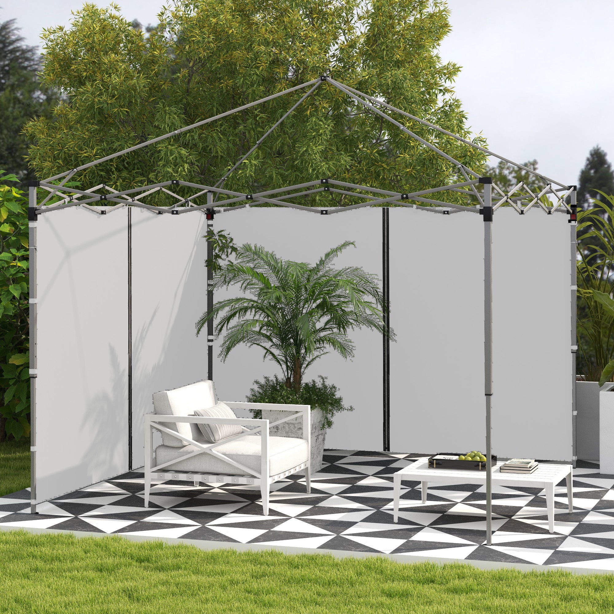 Outsunny Set of Two 3 x 3(m) Replacement Zipped Gazebo Walls - Grey - North Peak Garden Furniture
