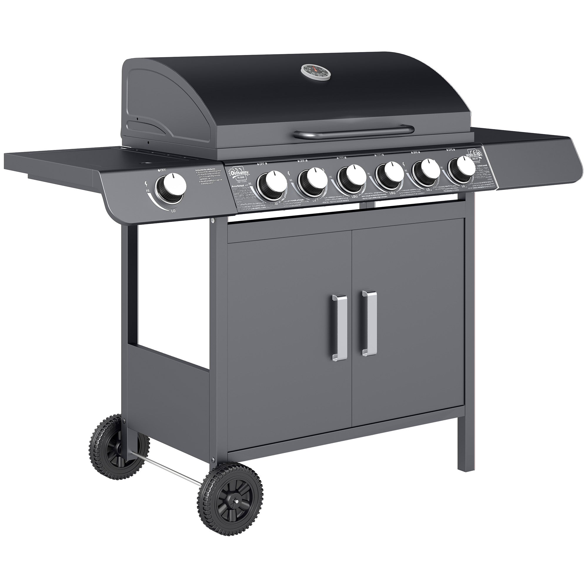 Outsunny Seven-Burner Gas BBQ Grill - Grey - North Peak Garden Furniture