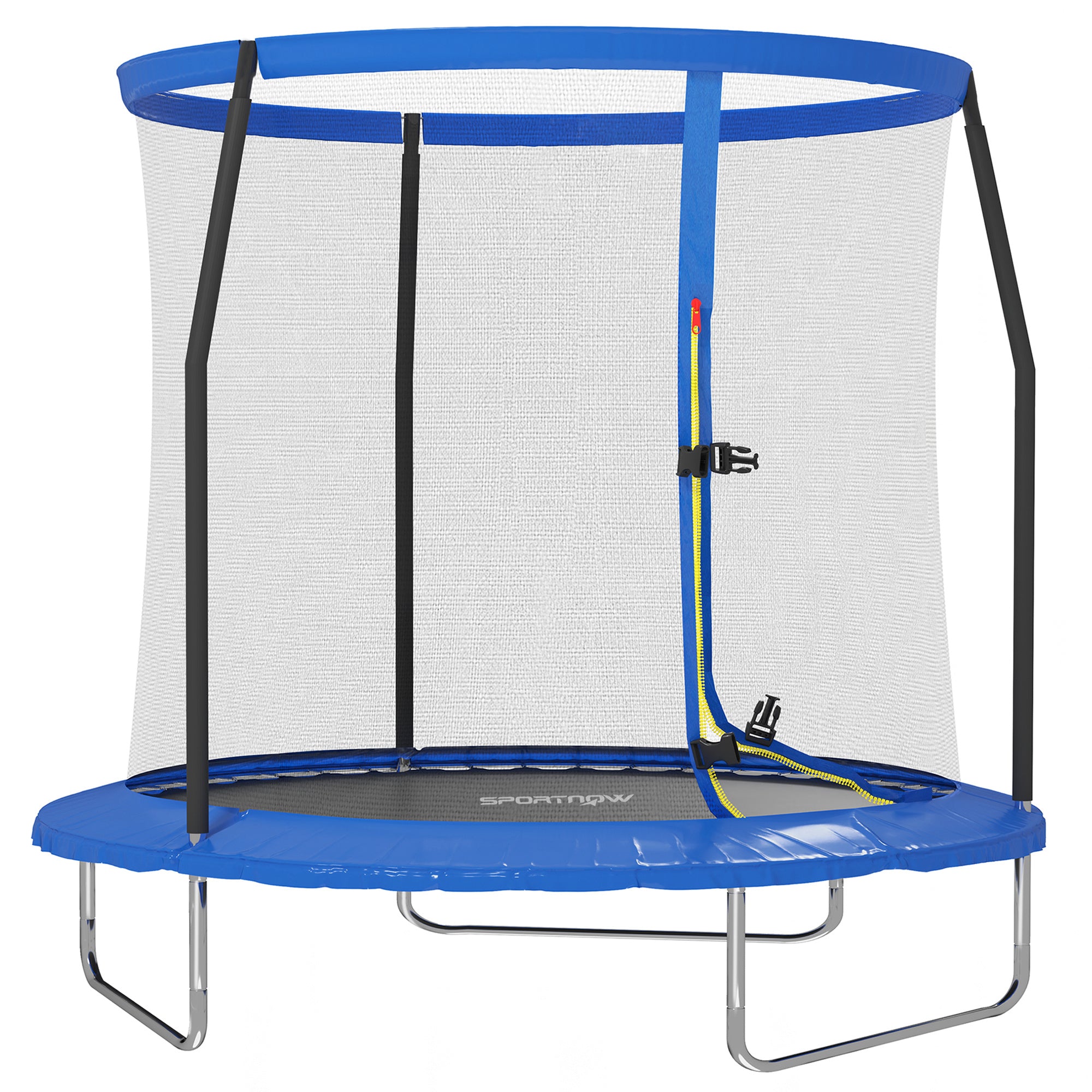 SPORTNOW 8ft Trampoline with Safety Enclosure Net, Steel Frame Outdoor Trampoline, Jumping Mat with Edge Safety Cover for Fitness, Blue - North Peak Garden Furniture