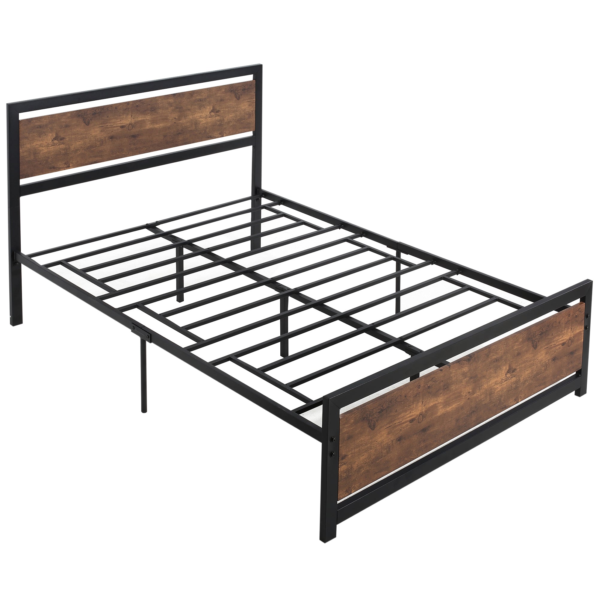 HOMCOM Double Size Metal Bed Frame with Headboard & Footboard, Strong Slat Support Full Bed Frame w/ Underbed Storage Space, Bedroom Furniture For Adults - North Peak Garden Furniture
