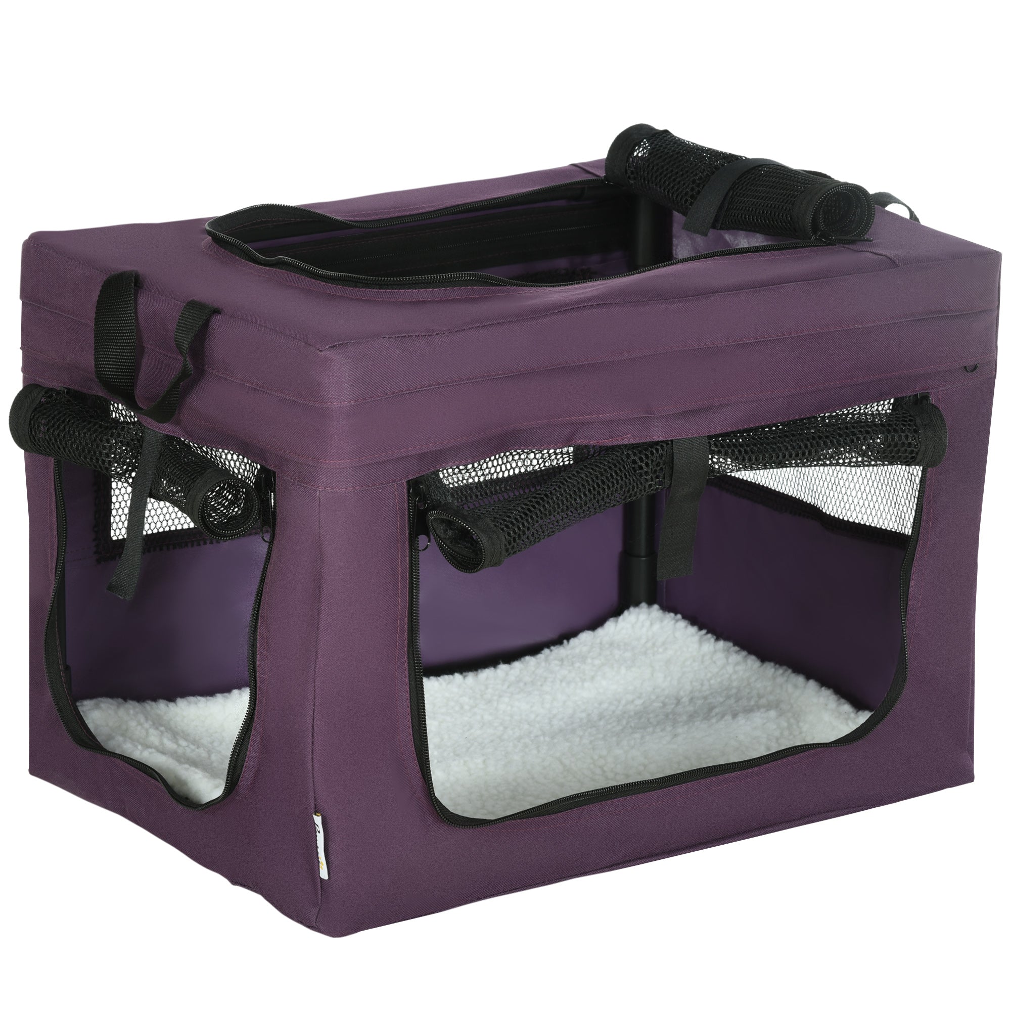 PawHut 48.5cm Pet Carrier, with Cushion, for Miniature Dogs - Purple - North Peak Garden Furniture
