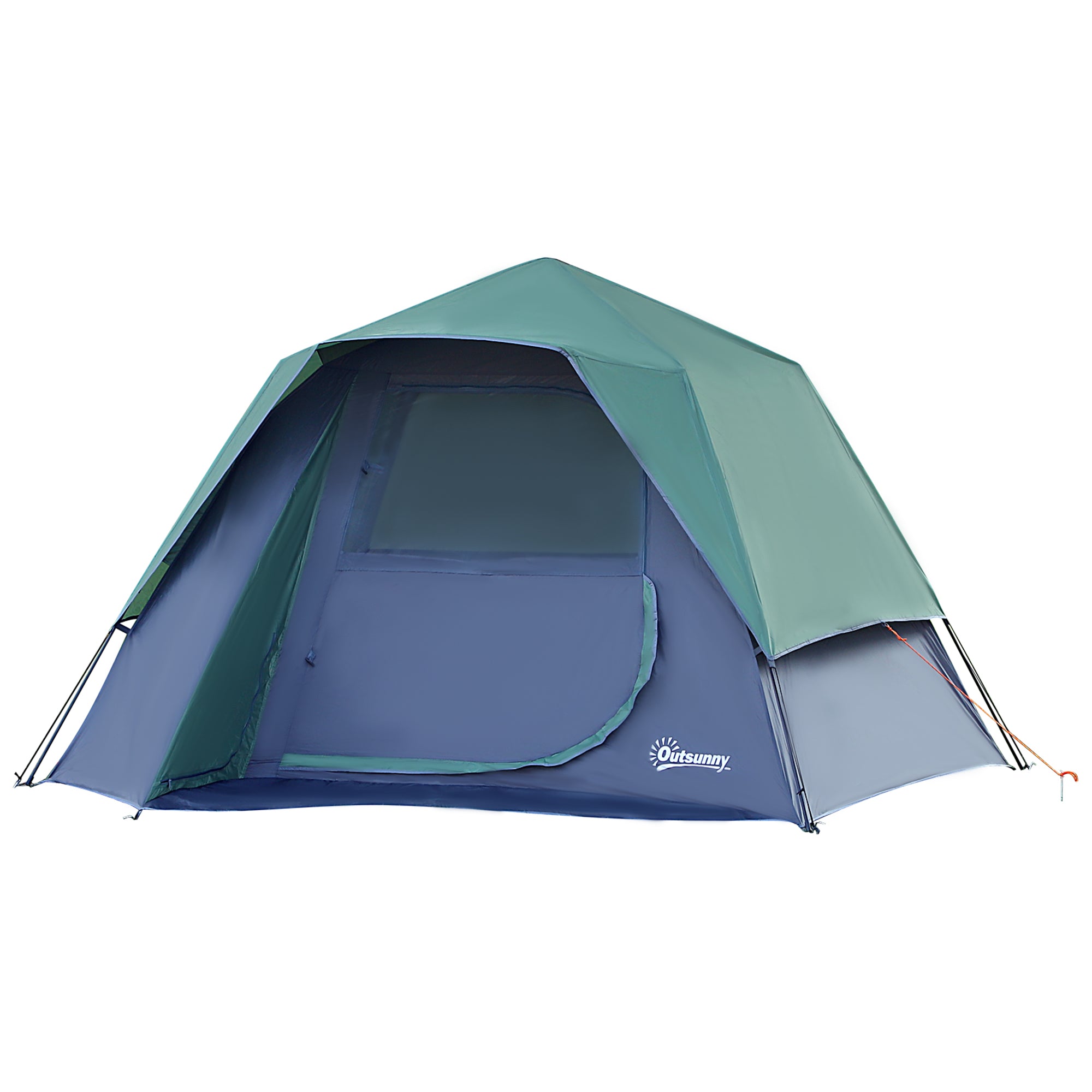 Outsunny Fibreglass Frame 3/4 Person Lightweight Camping Tent Green - North Peak Garden Furniture