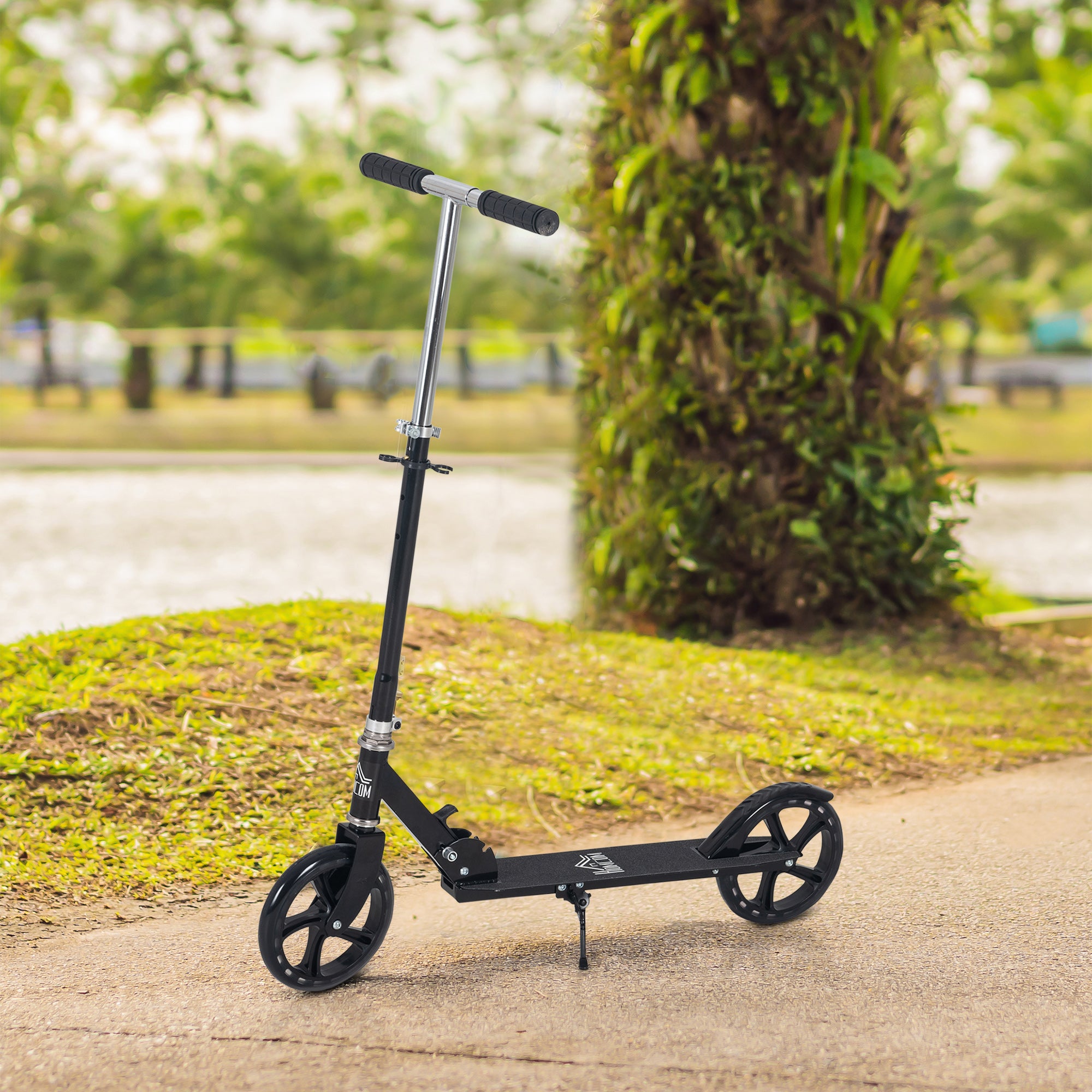 HOMCOM Kids Scooter Teenager Kick Scooter Foldable 4 Levels Adjustable Height with Rear Fender Brake for 7-14 Years