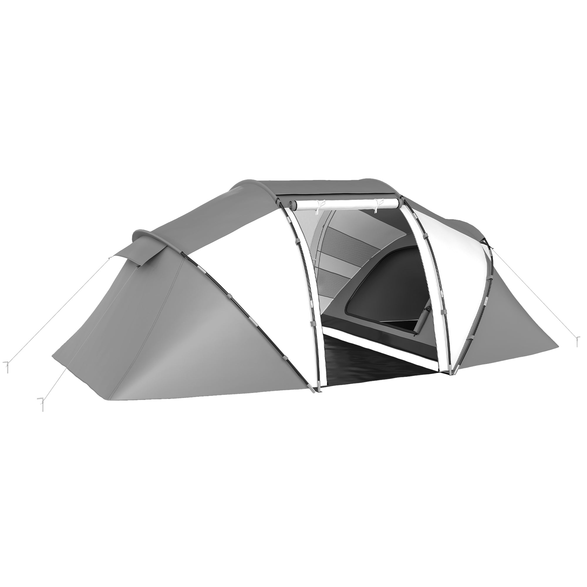 Outsunny 4-6 Man UV Protection Camping Tent - Charcoal Grey and White - North Peak Garden Furniture