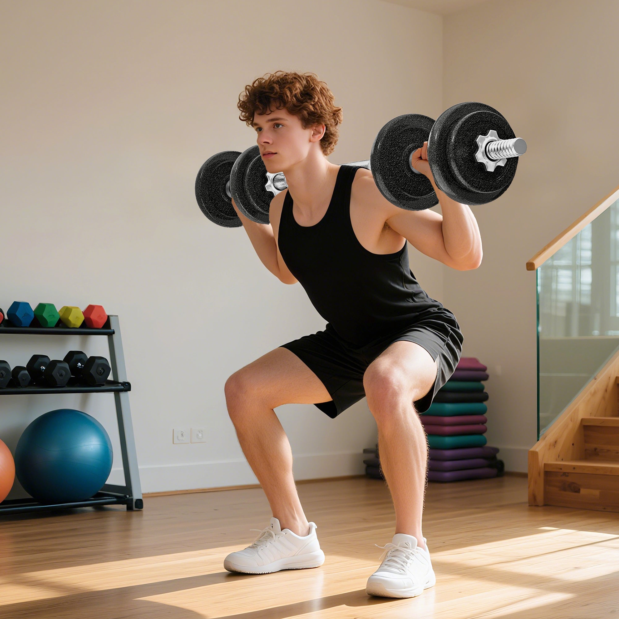 SPORTNOW 2-in-1 Adjustable Dumbbells Set, 20kg Weights Dumbbells Set with Non-Slip Grip for Strength Training, Weight Lifting, Bodybuilding, Home Gym Workout Equipment for Men & Women