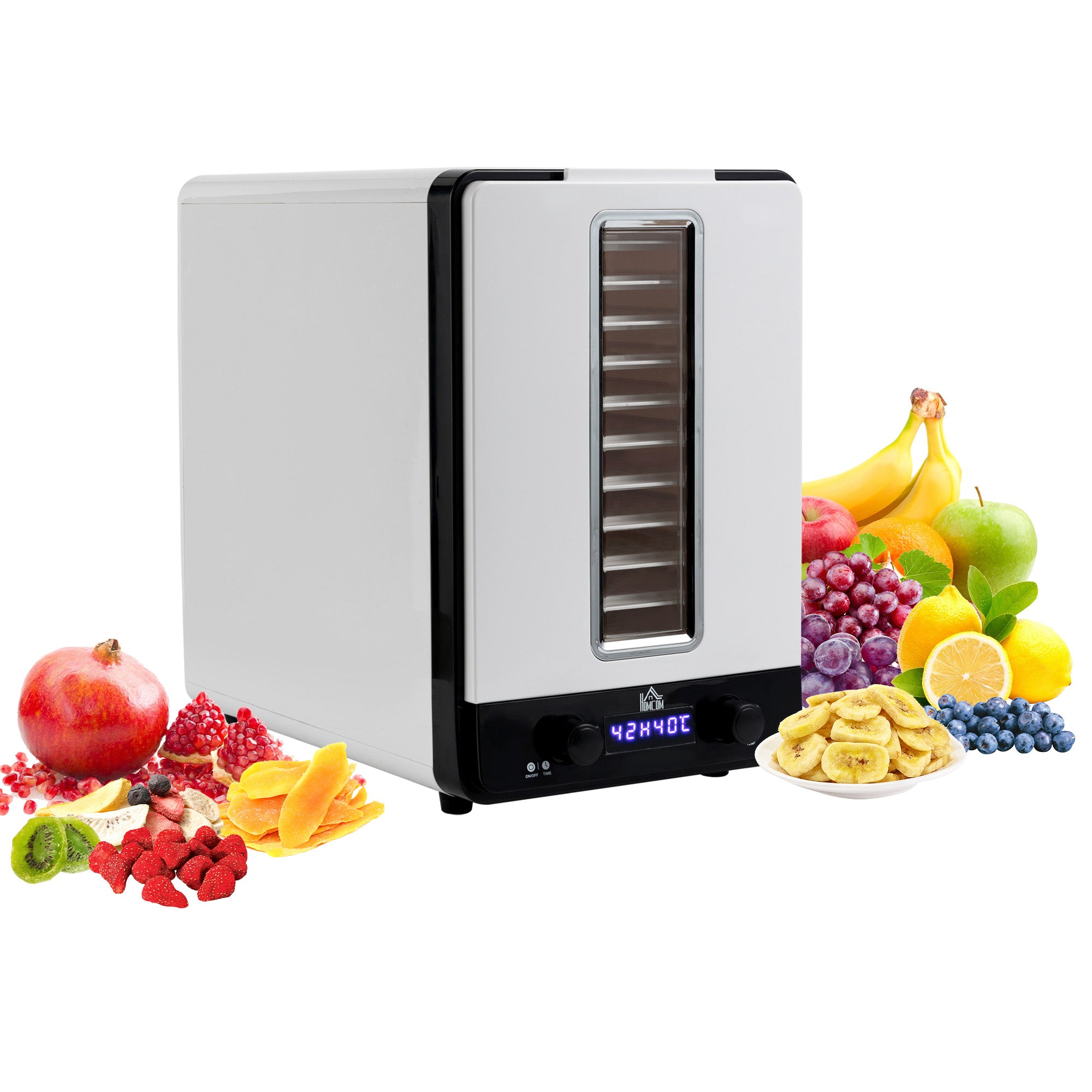 HOMCOM 11-Tray Food Dehydrator, 40-70℃ Temperature and Timer - North Peak Garden Furniture