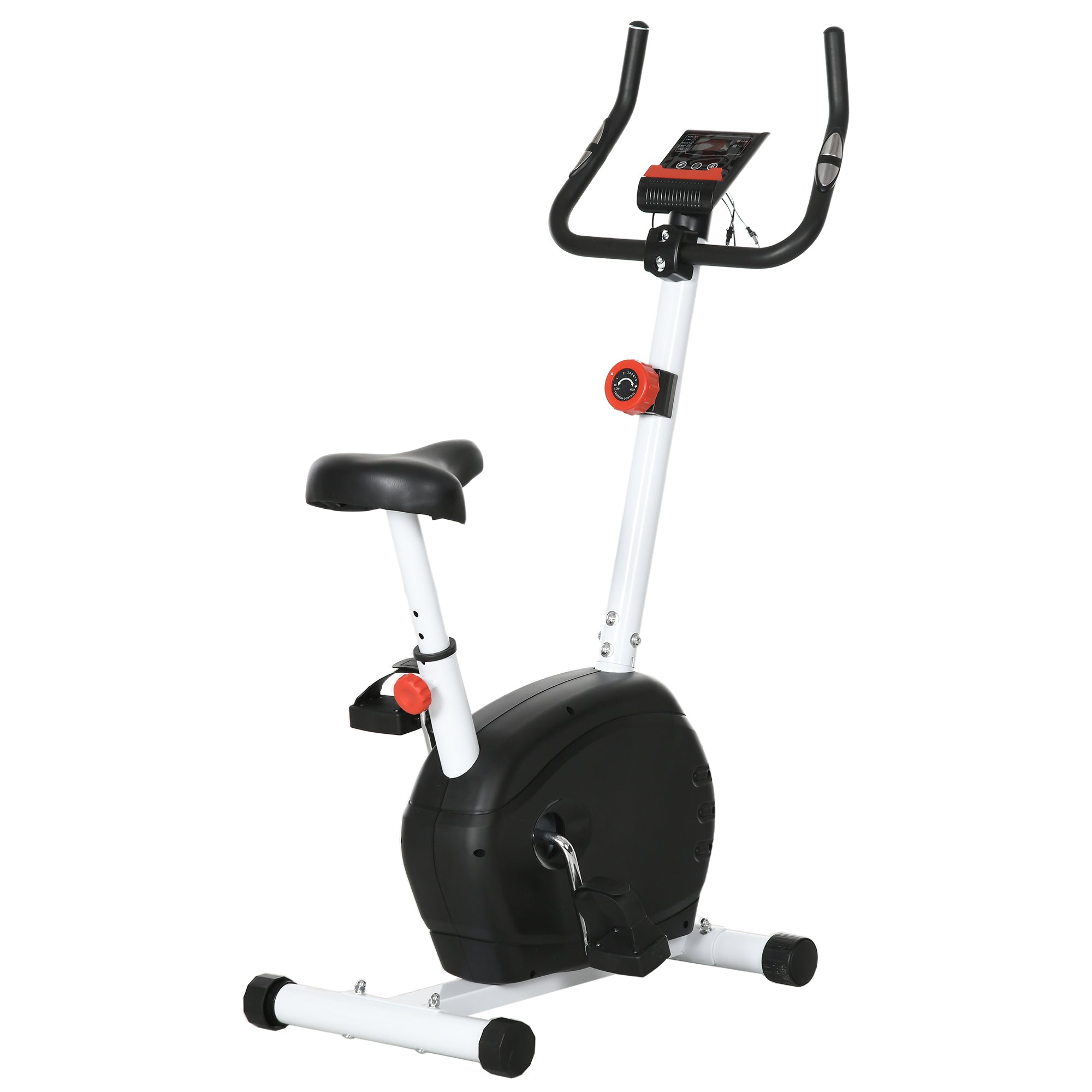 SPORTNOW Quiet Exercise Bike with 8-Level Magnetic Resistance and Heart Rate Sensor, for Home Gym, White and black - North Peak Garden Furniture