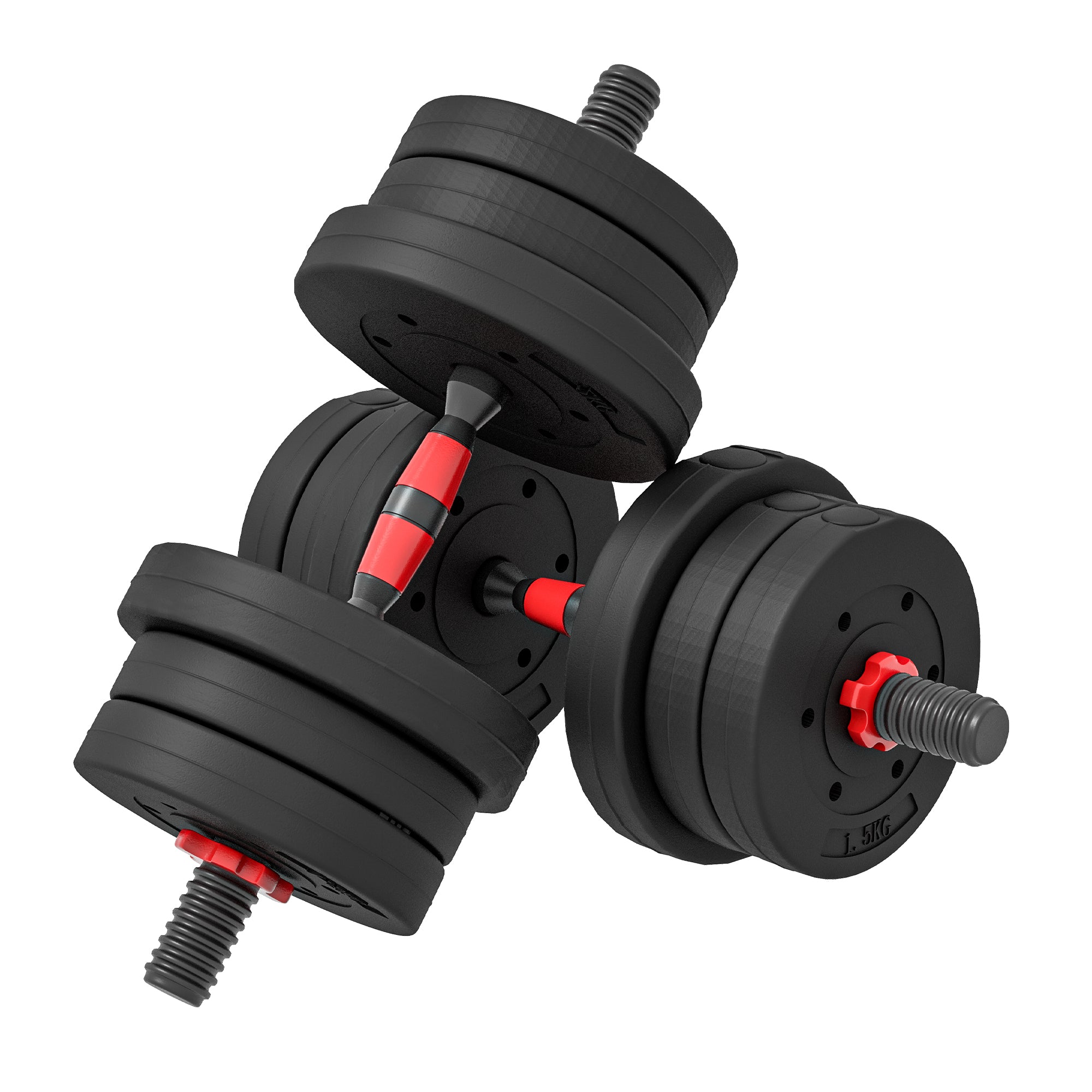 HOMCOM 20kg 2 IN 1 Adjustable Dumbbells Weight Set, Dumbbell Hand Weight Barbell for Body Fitness, Lifting Training for Home, Office, Gym, Black - North Peak Garden Furniture