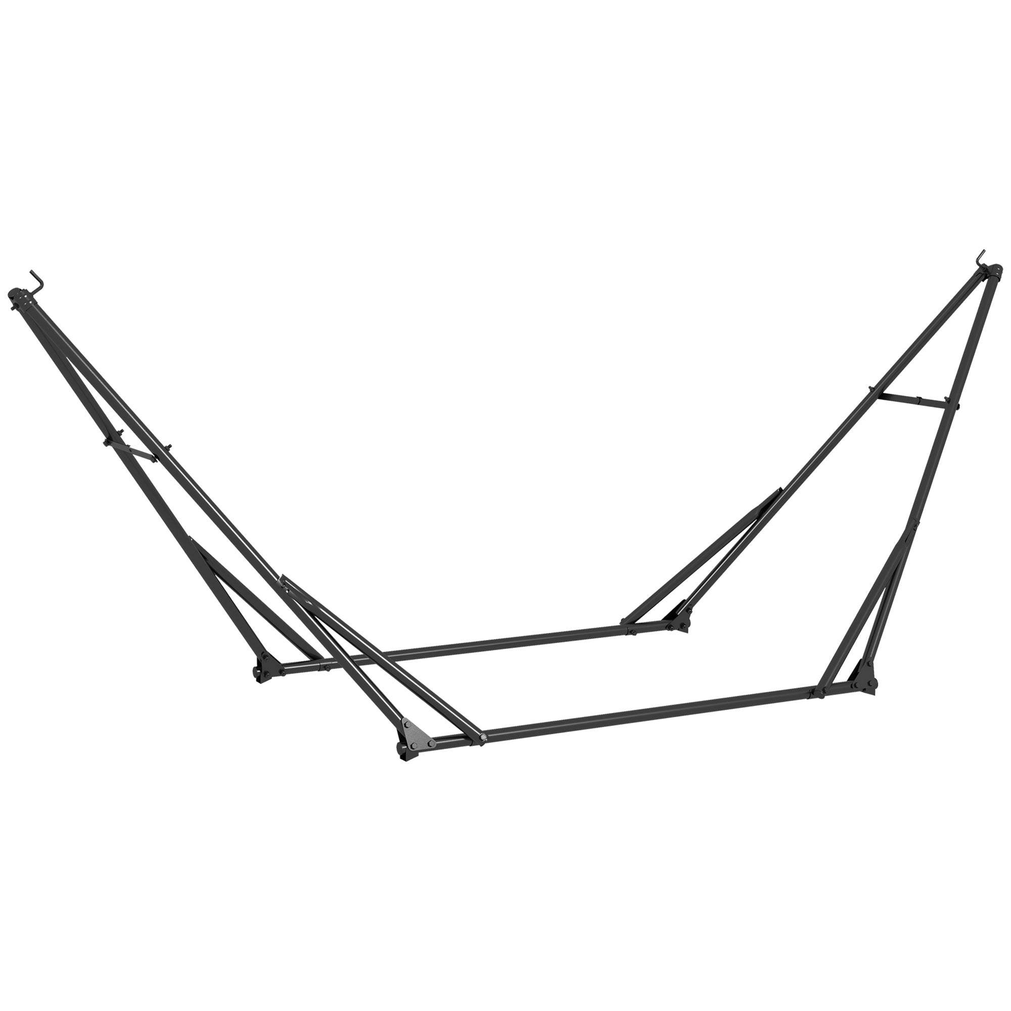Outsunny Foldable Hammock Stand, Portable Hammock with Metal Frame, 2 in 1 Hammock Net Stand, Hammock Chair Stand with Carry Bag, Load Capacity 120kg, for Patio, Garden, Yard, Black - North Peak Garden Furniture