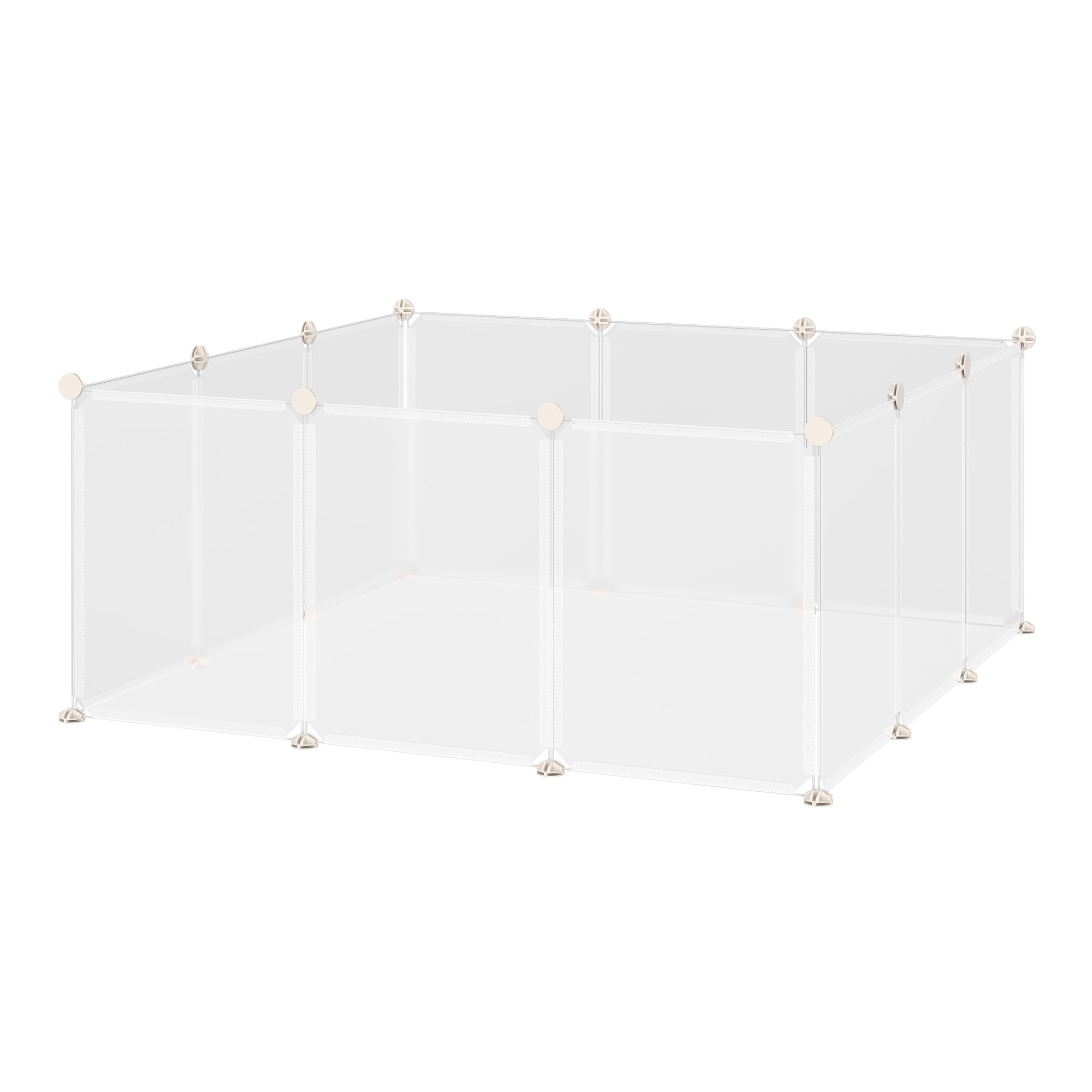 PawHut Pet Playpen DIY Small Animal Cage Open Enclosure Portable Plastic Fence 12 Panels for Hedgehog Bunny Chinchilla Guinea Pig White - North Peak Garden Furniture
