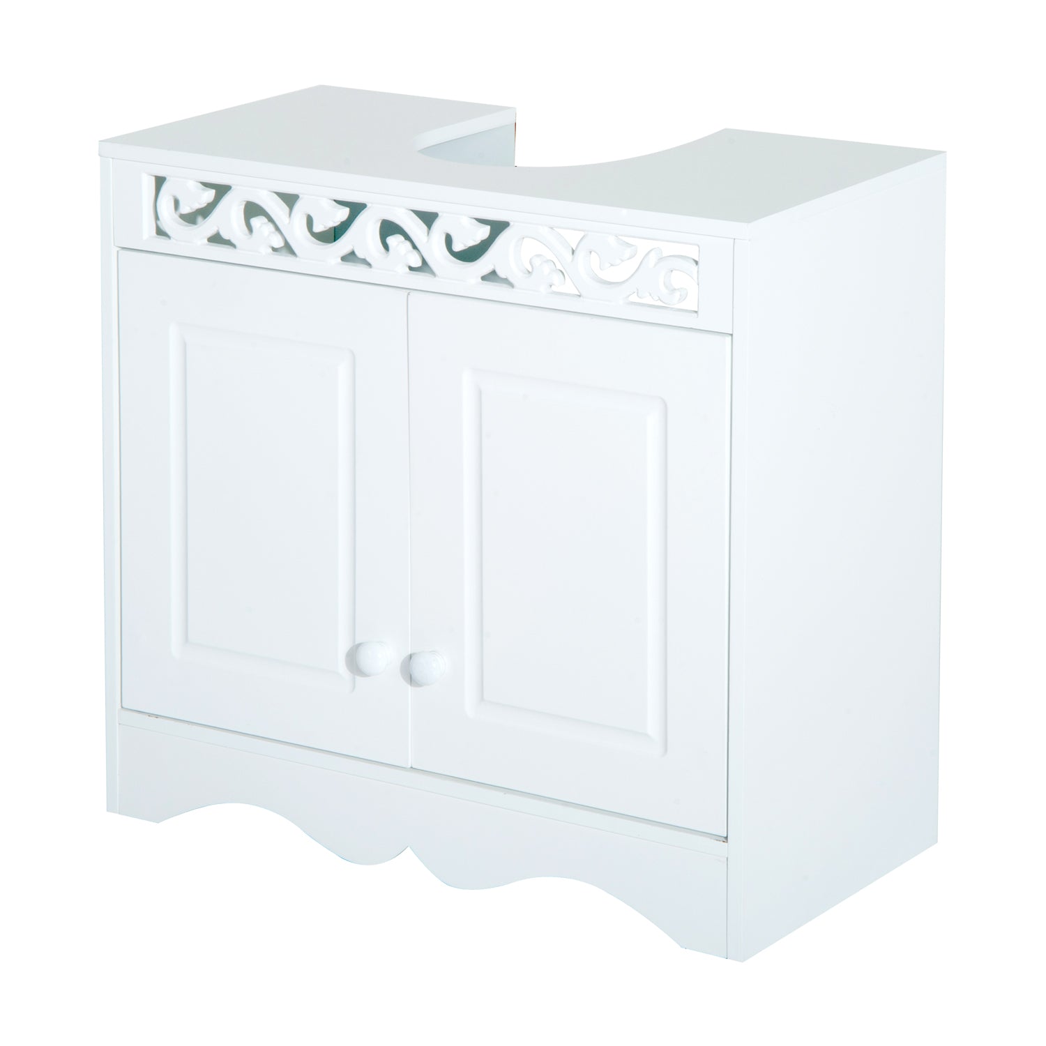 HOMCOM Bathroom Under Sink Storage Cabinet 2 Door Wooden Cupboard Vanity Units - North Peak Garden Furniture