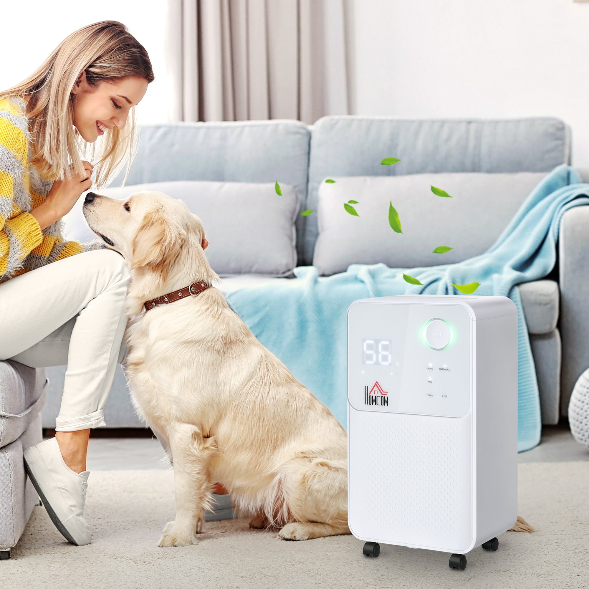 HOMCOM 12L/Day 2000ML Portable Quiet Dehumidifier for Home Laundry Room Bedroom Basement, Electric Moisture Air De-Humidifier with 4 Modes - North Peak Garden Furniture