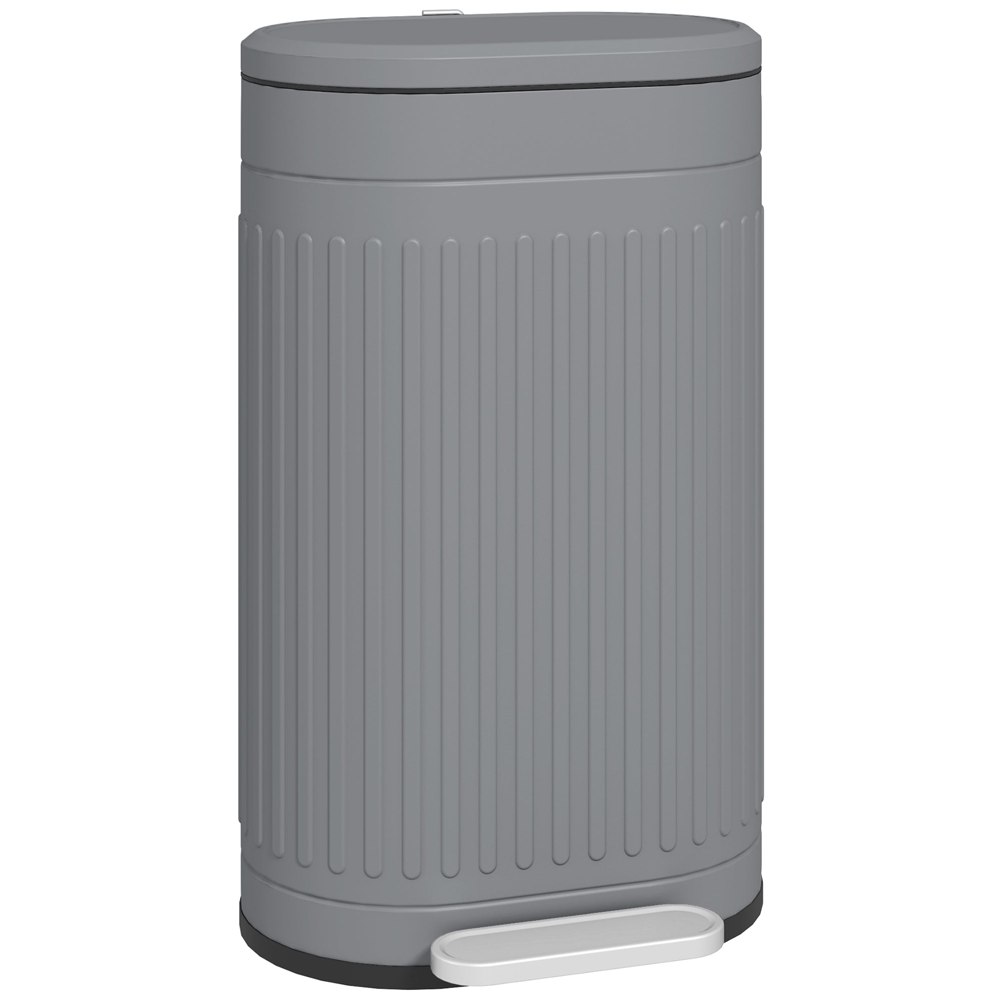 HOMCOM 30 Litre Pedal Bin, Fingerprint Proof Kitchen Bin with Soft-close Lid, Metal Rubbish Bin with Foot Pedal and Removable Inner Bucket, Grey - North Peak Garden Furniture