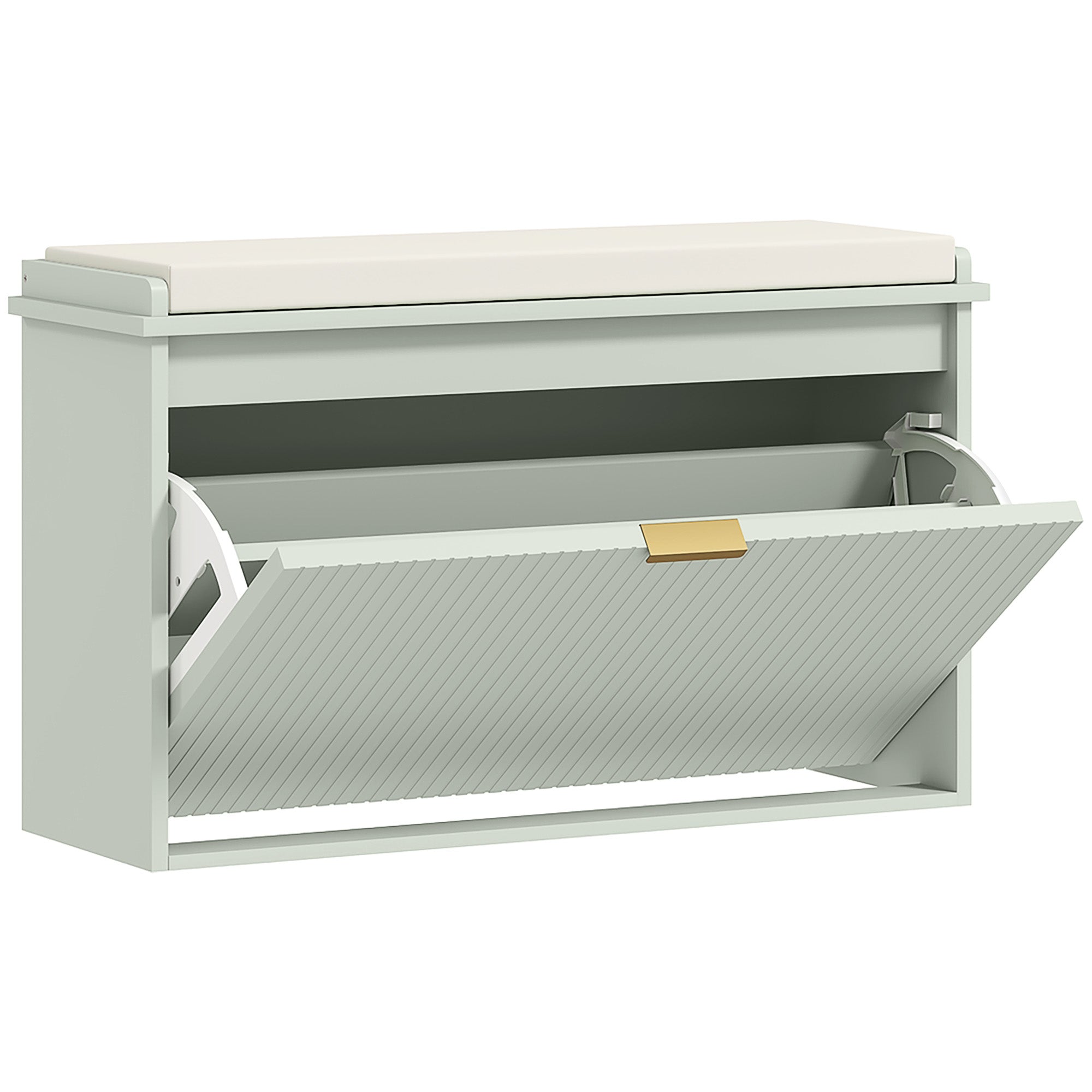 HOMCOM Elegant Eight Shoe Bench, with Top Seat - Green - North Peak Garden Furniture