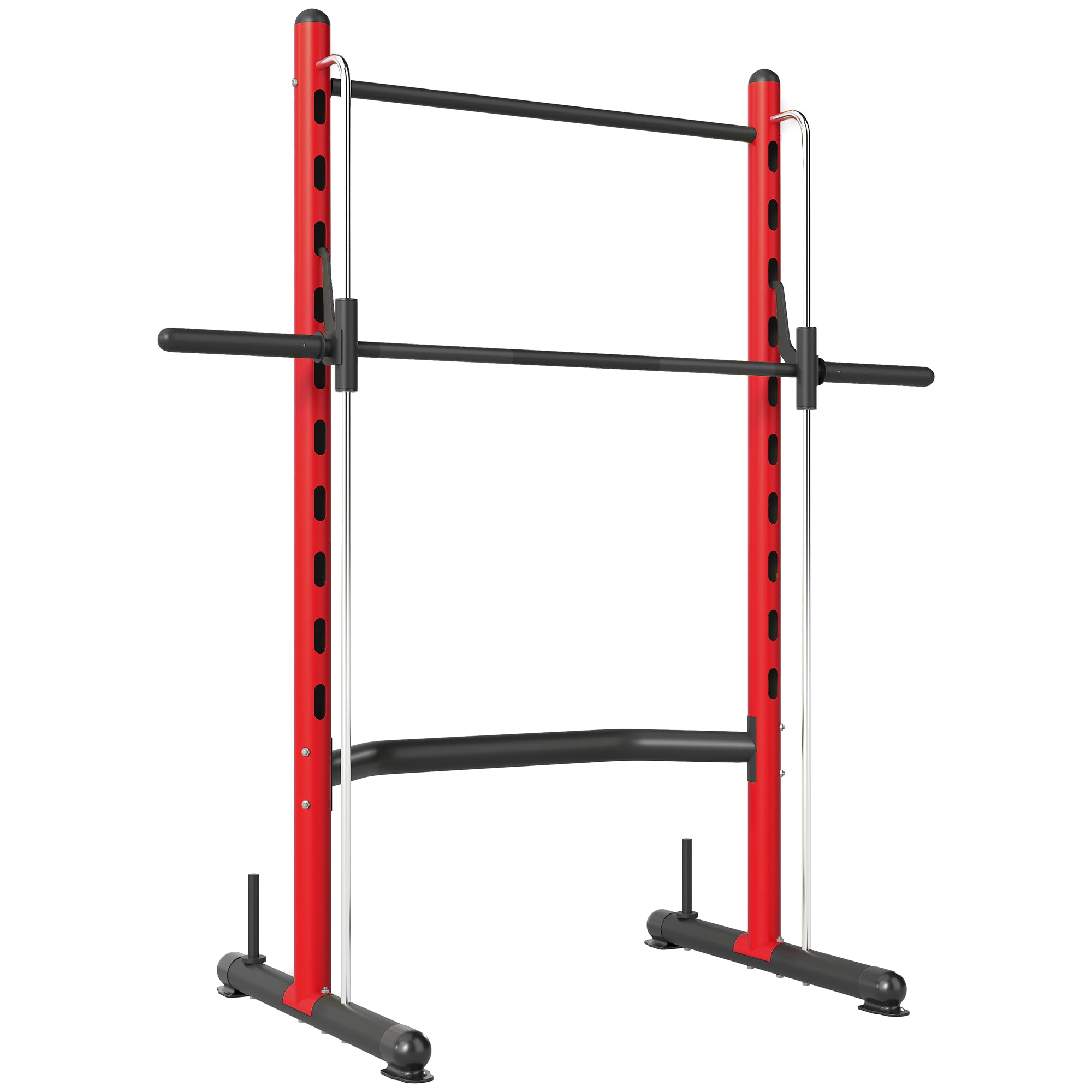SPORTNOW Pull Up Station, Power Cage with Adjustable Seat, for Home Gym - Red - North Peak Garden Furniture