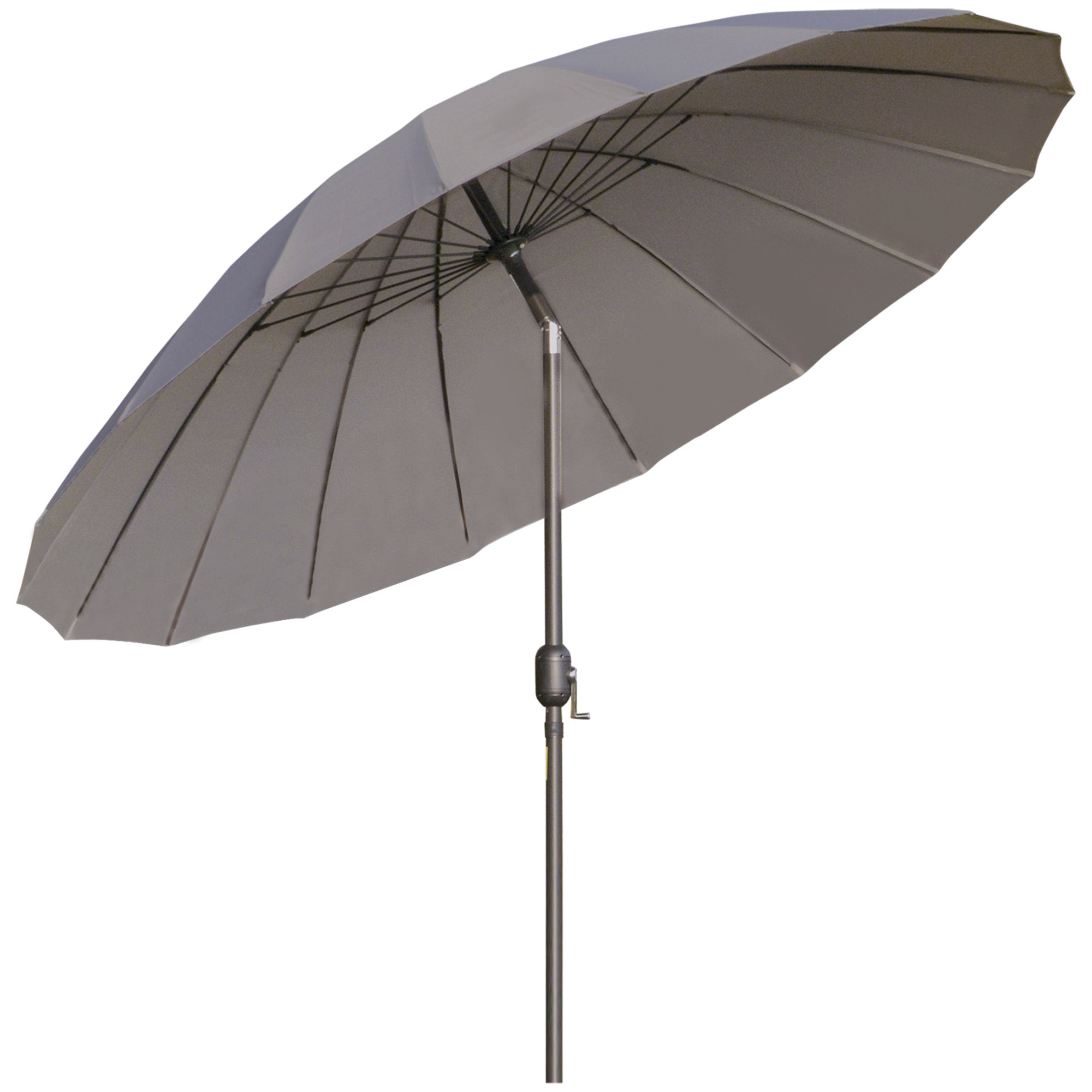 Outsunny 2.5m Shanghai Garden Parasol Umbrella with Crank & Tilt, Adjustable Outdoor Sun Shade, Grey - North Peak Garden Furniture