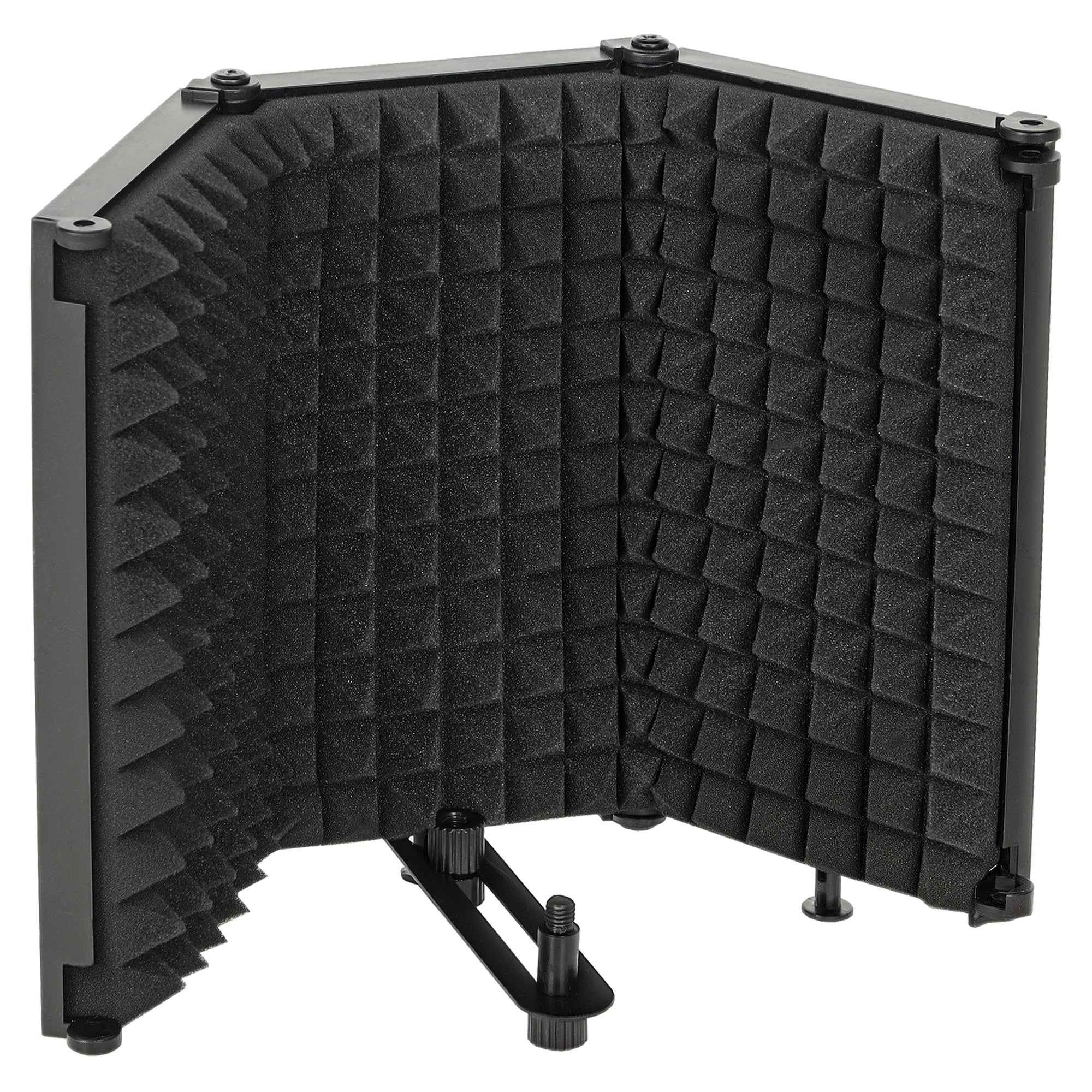HOMCOM Studio Microphone Isolation Shield, Foldable Adjustable Recording Studio Equipment, 3-Panel High Density Absorbent Foam Shield with 3/8" Threaded Mount, Black