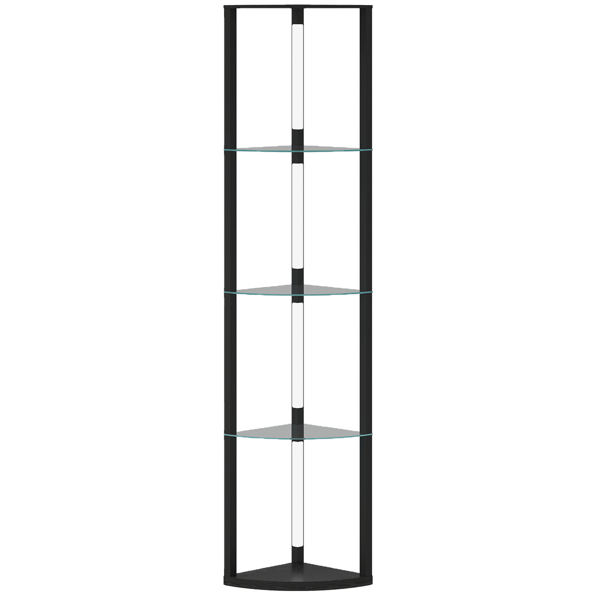 HOMCOM LED Floor Lamp with Shelves, Dimmable Standing Lamp with Foot Switch for Living Room, Bedroom, Black