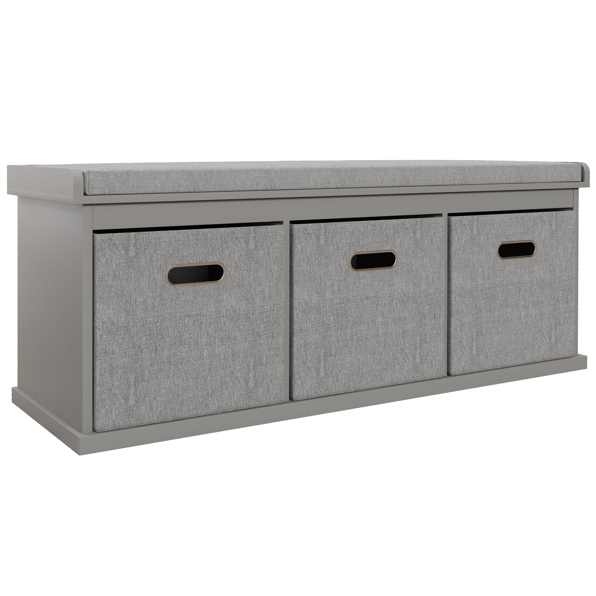 HOMCOM Three-Drawer Shoe Storage Bench, with Padded Top Seat - Grey - North Peak Garden Furniture