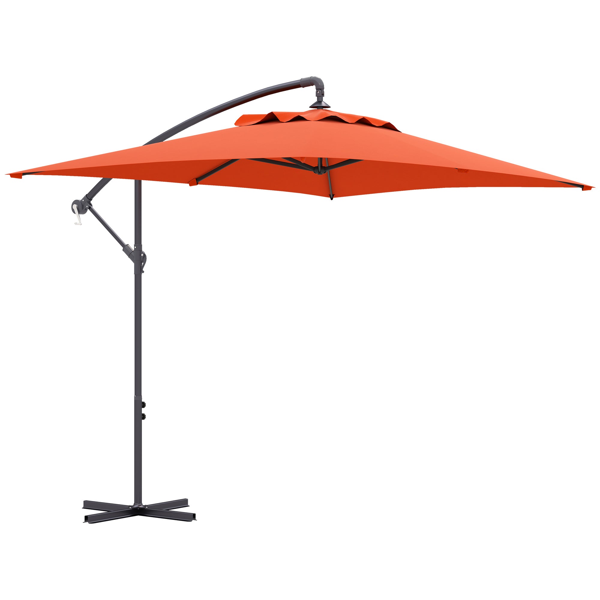 Outsunny 3(m) Cantilever Overhanging Parasol, with Cross Base - Orange - North Peak Garden Furniture